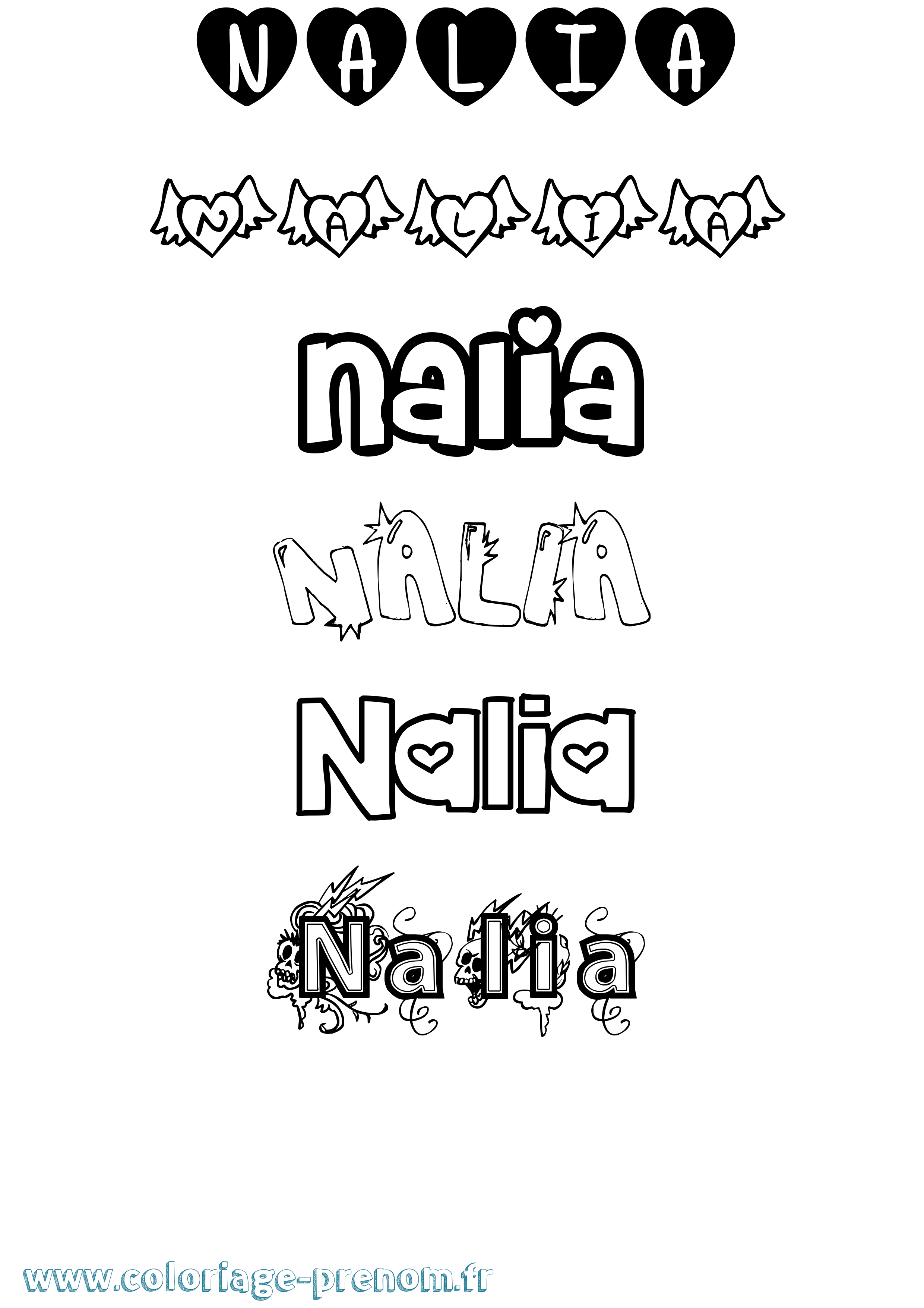 Coloriage Nalia Girly Coloriage prénom Nalia Girly