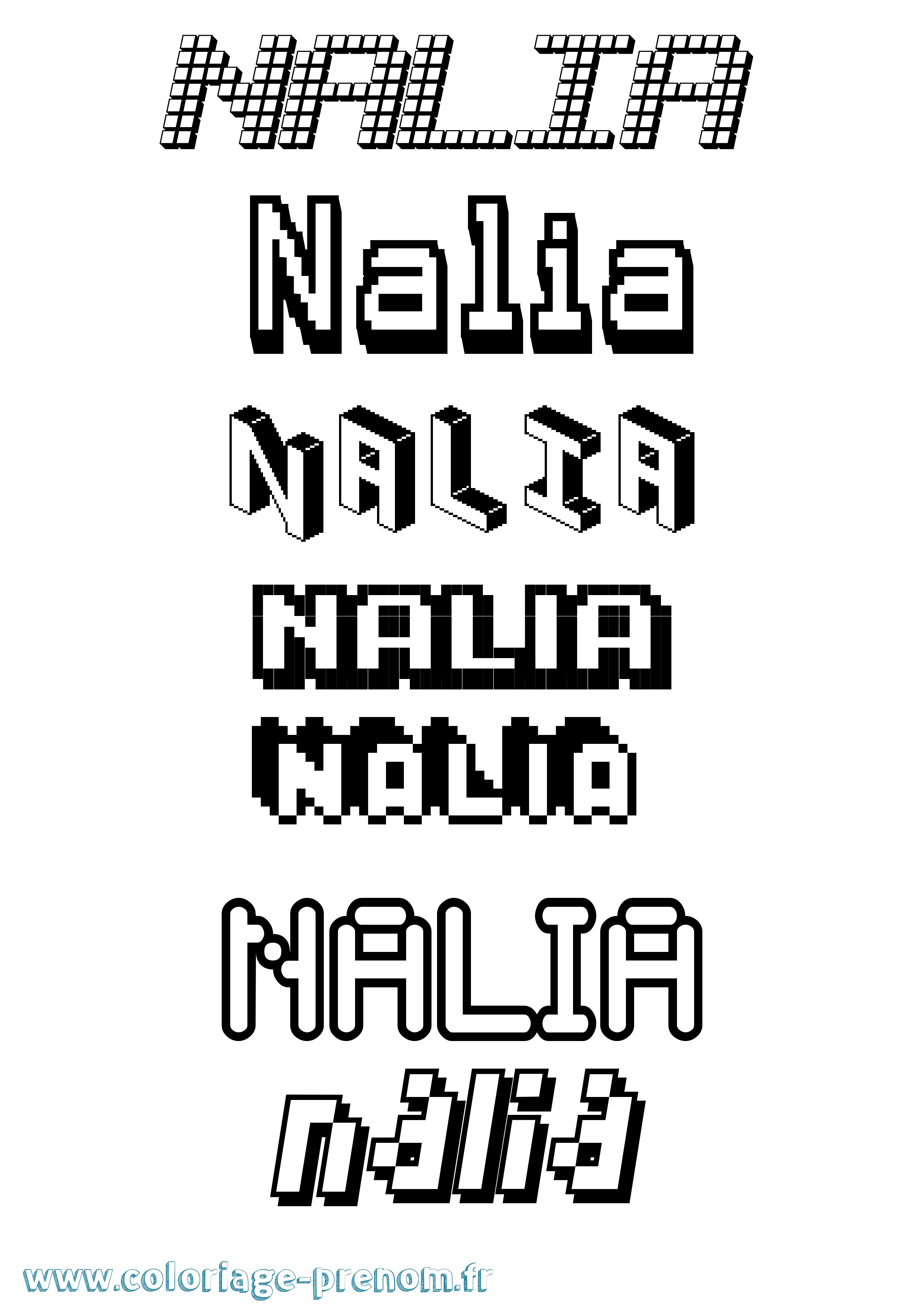 Coloriage Nalia Pixel Coloriage prénom Nalia Pixel