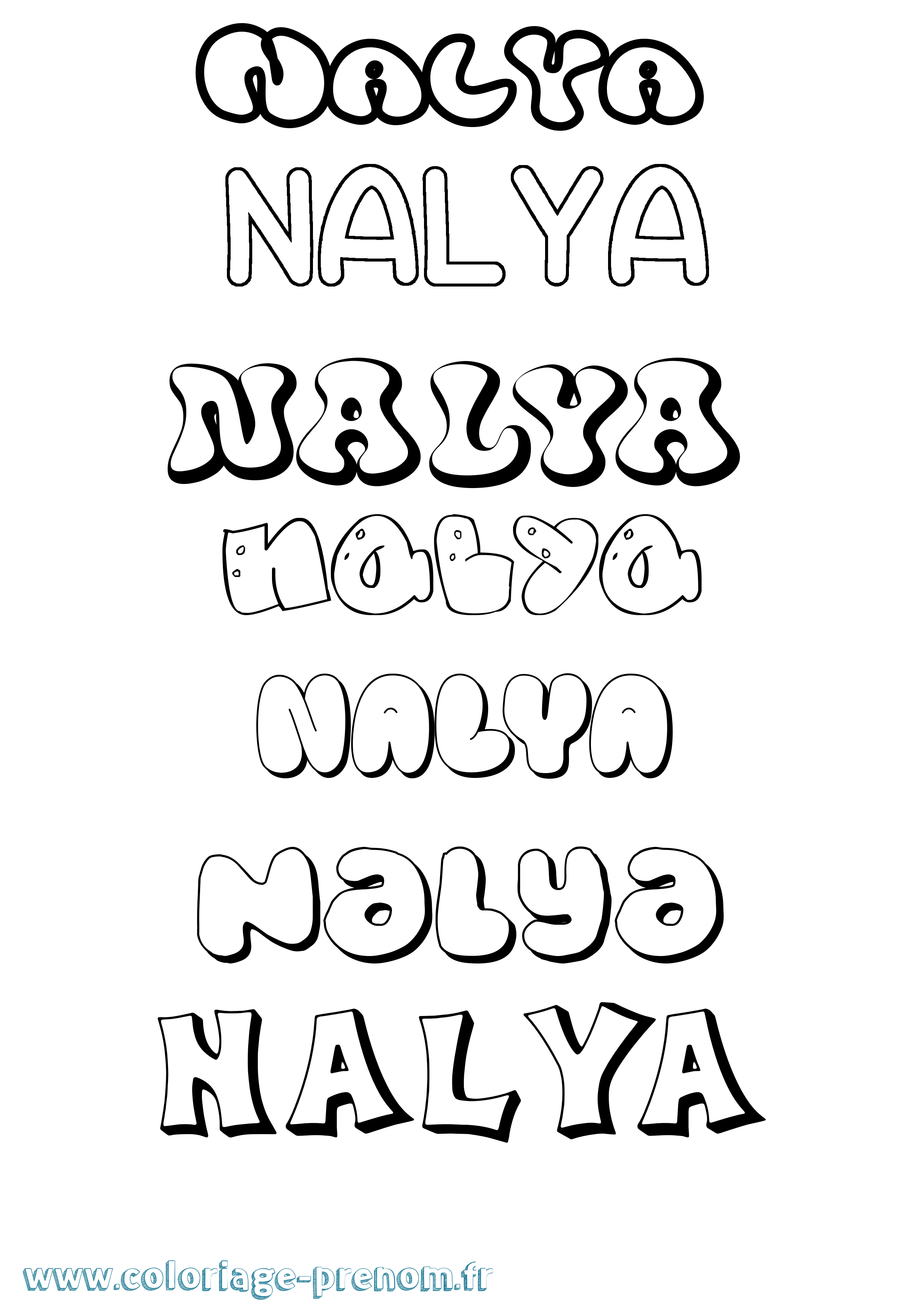 Coloriage Nalya Bubble Coloriage prénom Nalya Bubble