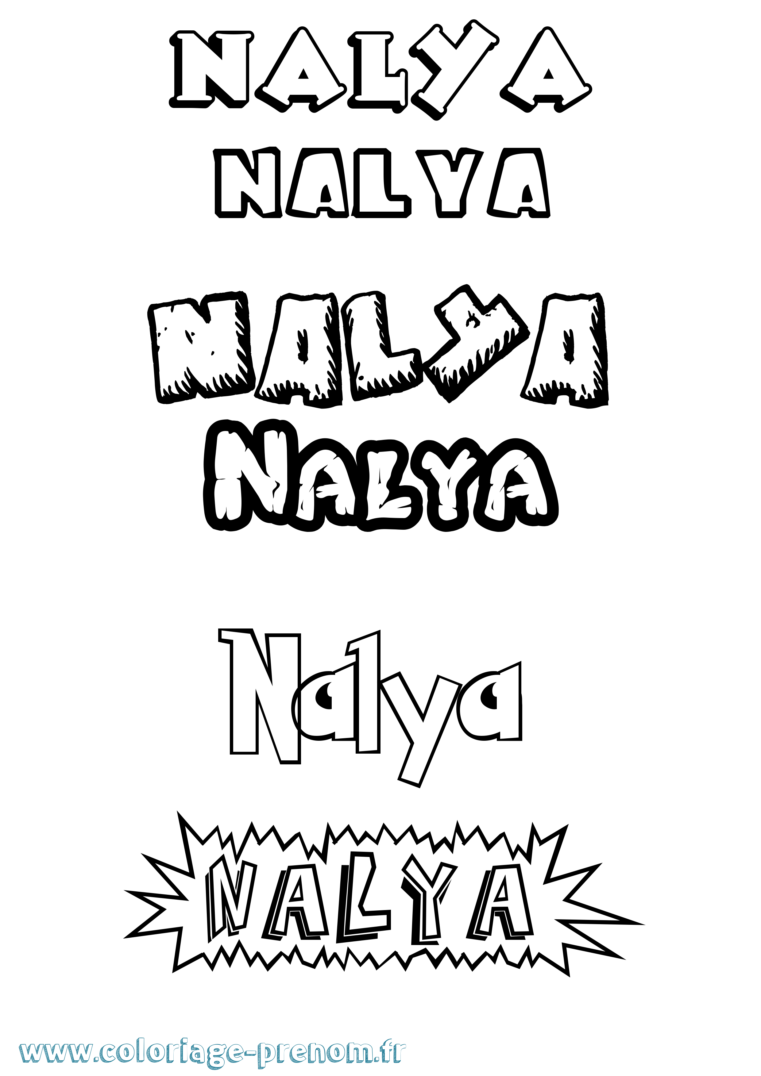 Coloriage Nalya Dessin Animé Coloriage prénom Nalya Dessin Animé
