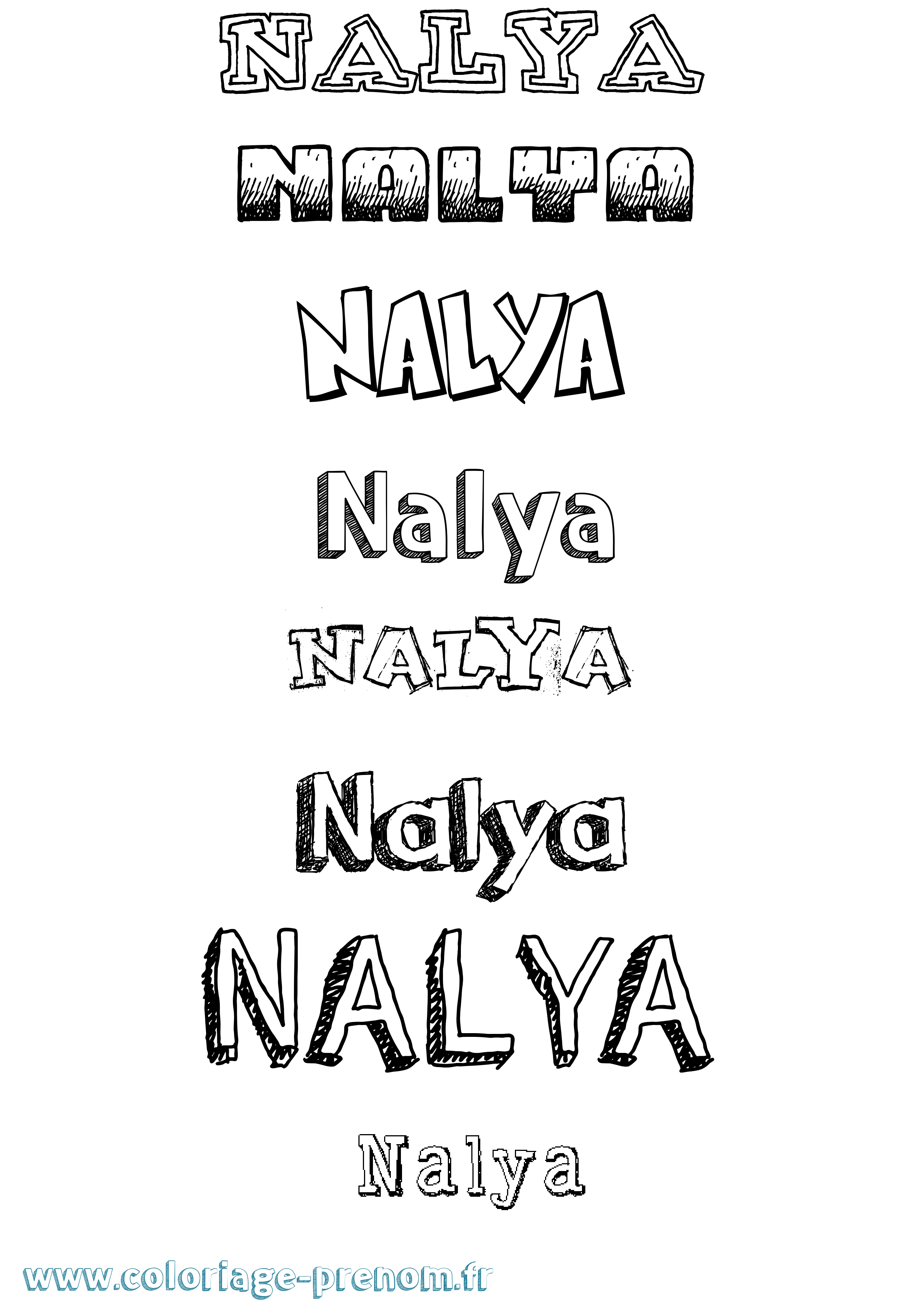 Coloriage Nalya Dessiné Coloriage prénom Nalya Dessiné