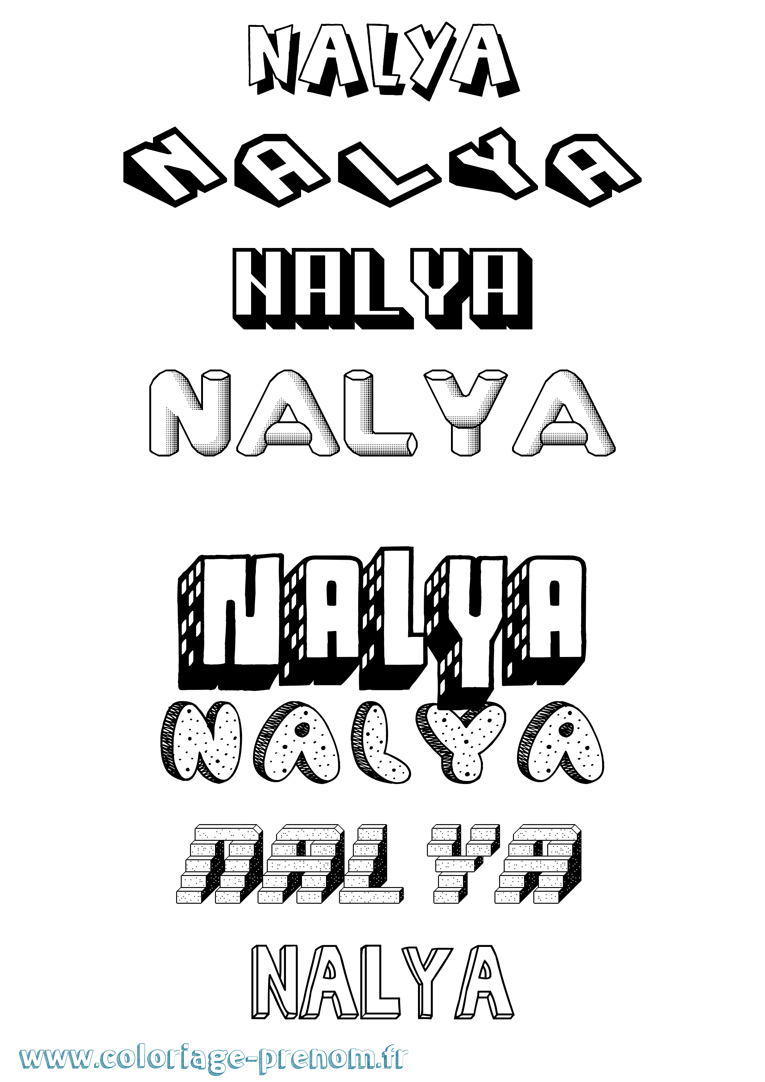Coloriage Nalya Effet 3D Coloriage prénom Nalya Effet 3D