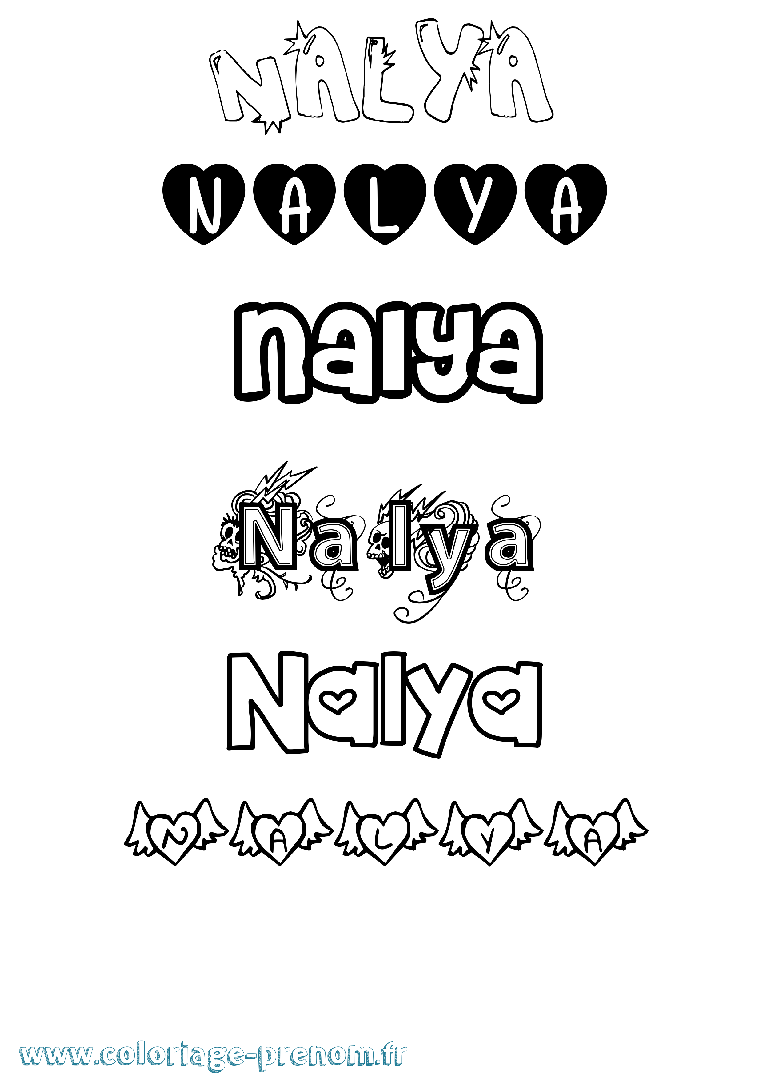 Coloriage Nalya Girly Coloriage prénom Nalya Girly
