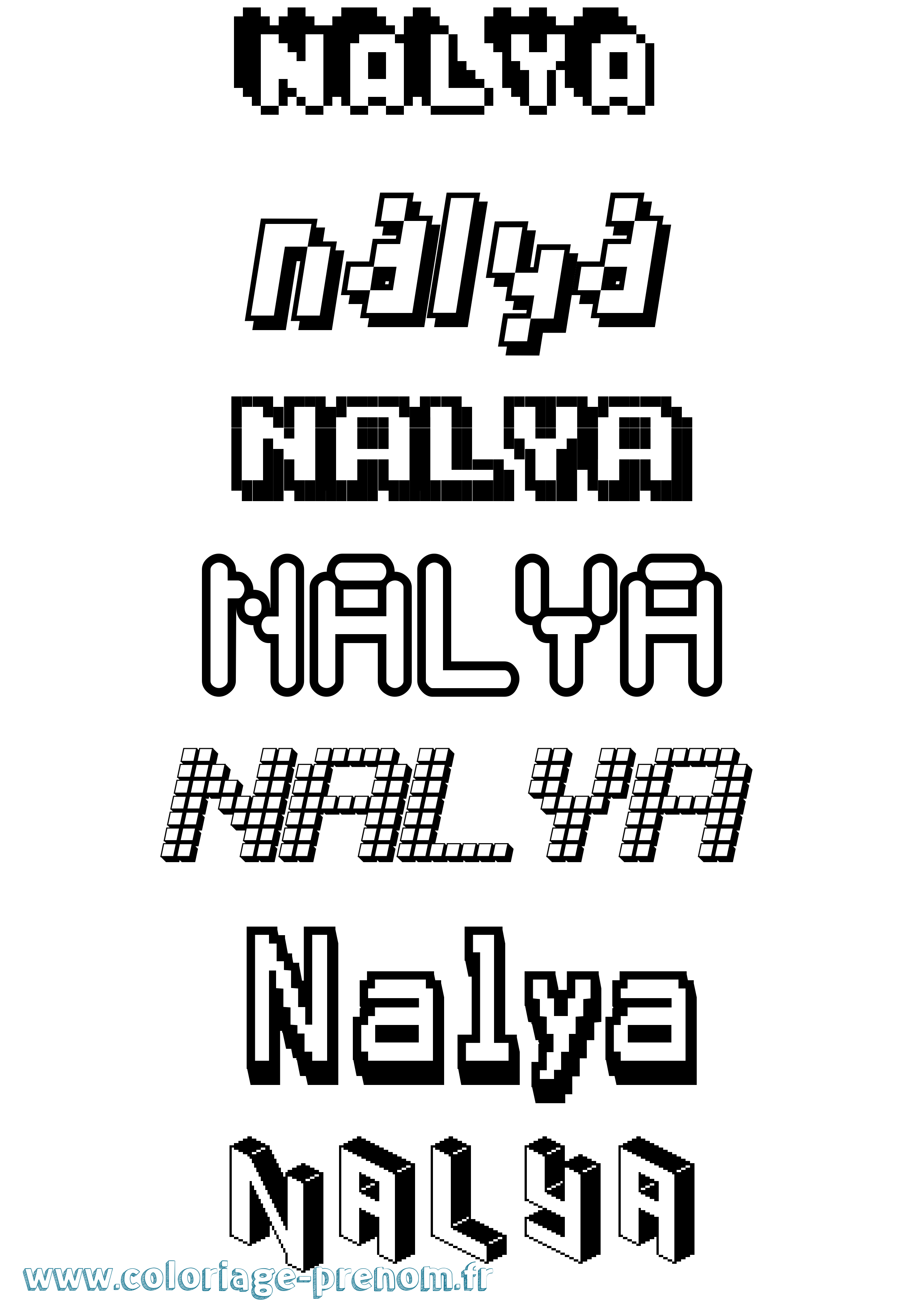 Coloriage Nalya Pixel Coloriage prénom Nalya Pixel
