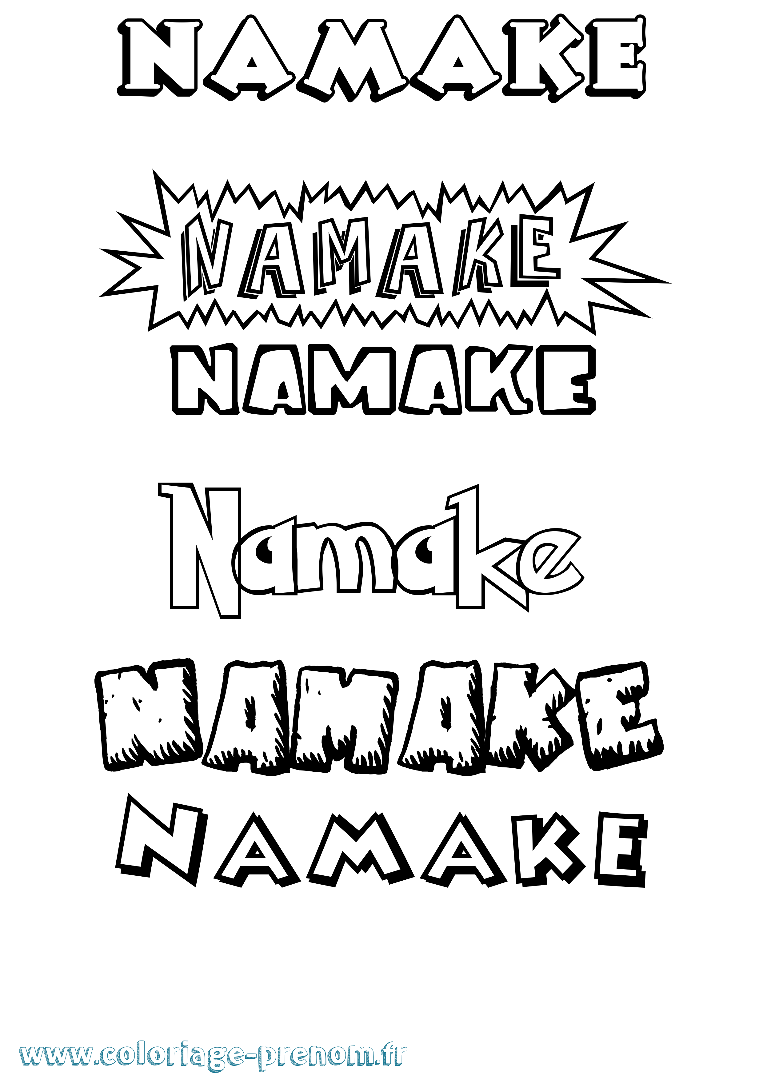 Coloriage Namake Dessin Animé Coloriage prénom Namake Dessin Animé