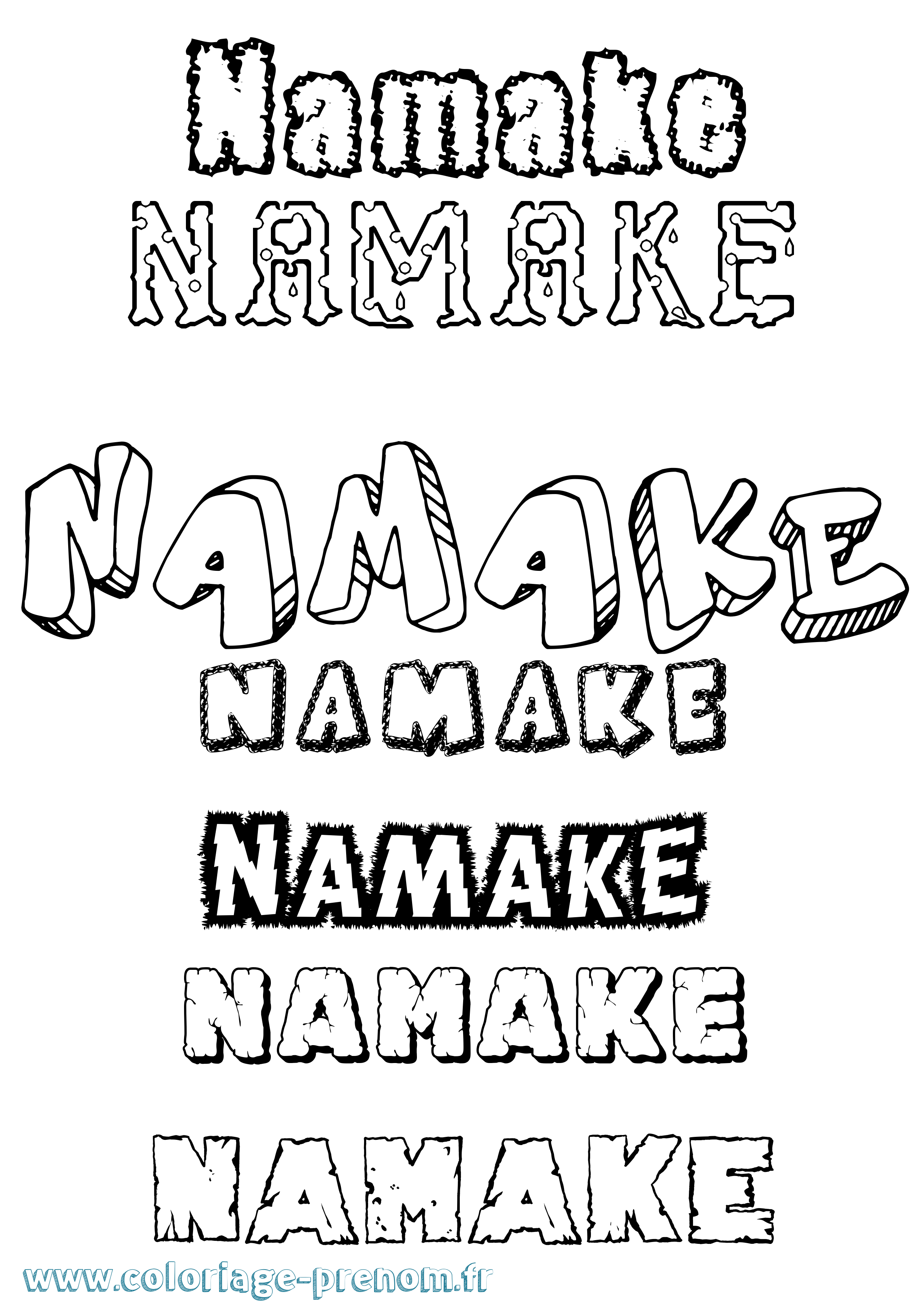Coloriage Namake Destructuré Coloriage prénom Namake Destructuré