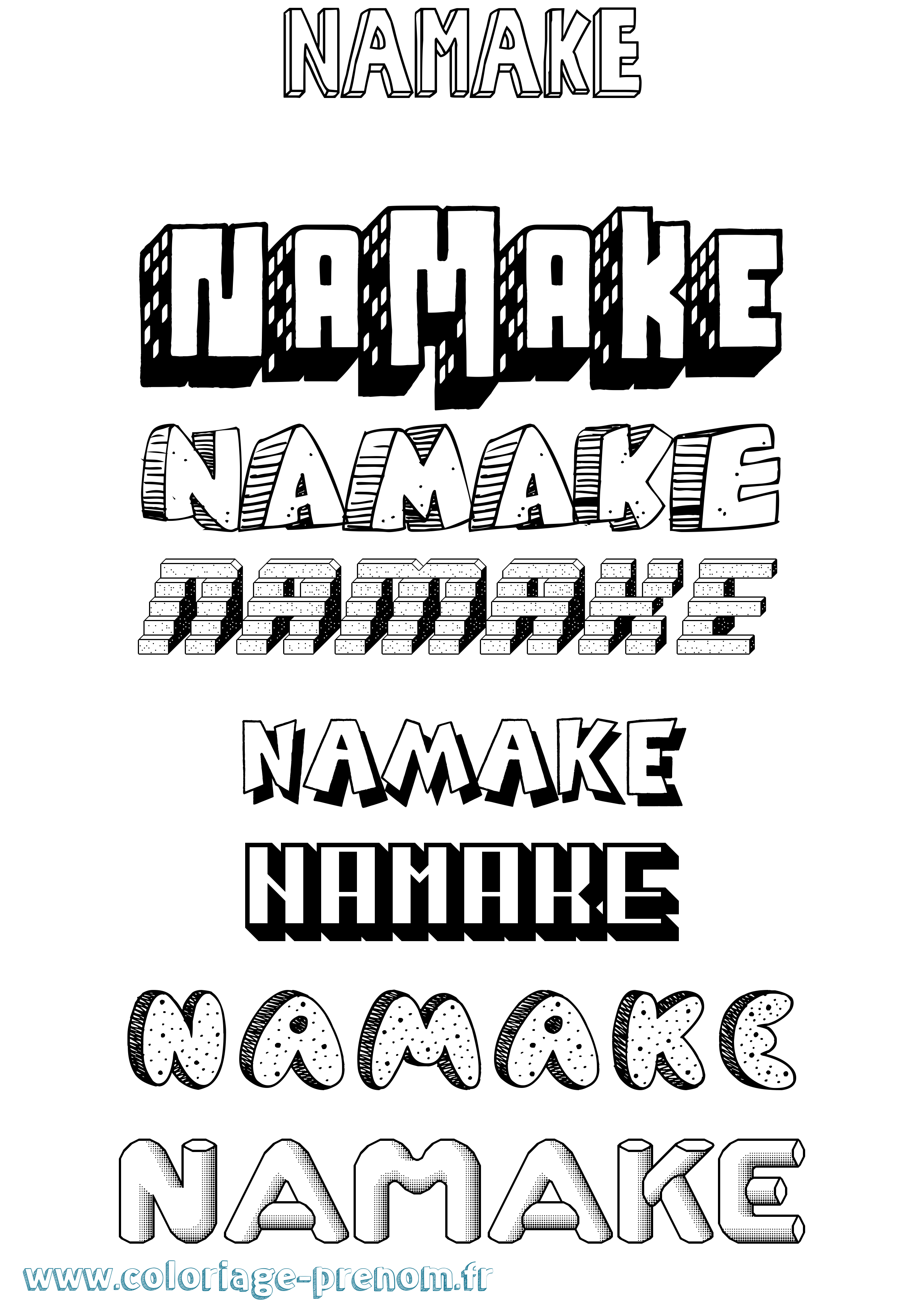 Coloriage Namake Effet 3D Coloriage prénom Namake Effet 3D
