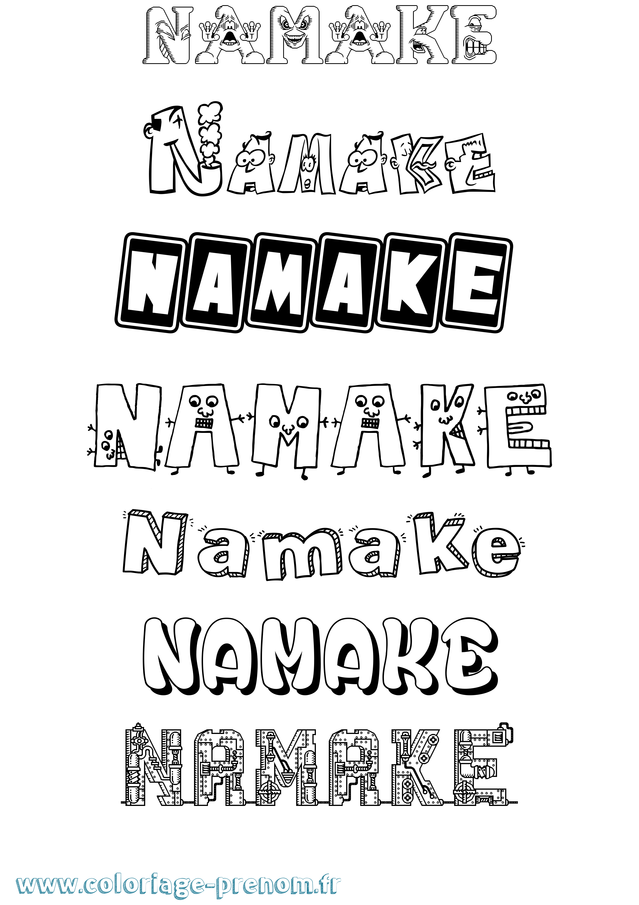 Coloriage Namake Fun Coloriage prénom Namake Fun