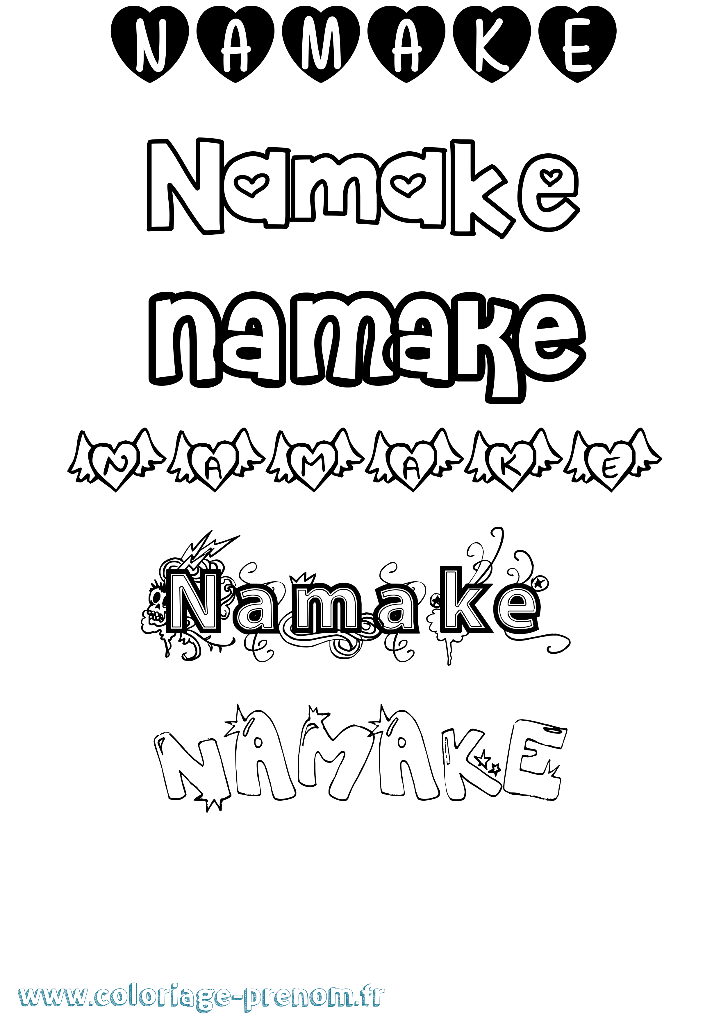 Coloriage Namake Girly Coloriage prénom Namake Girly