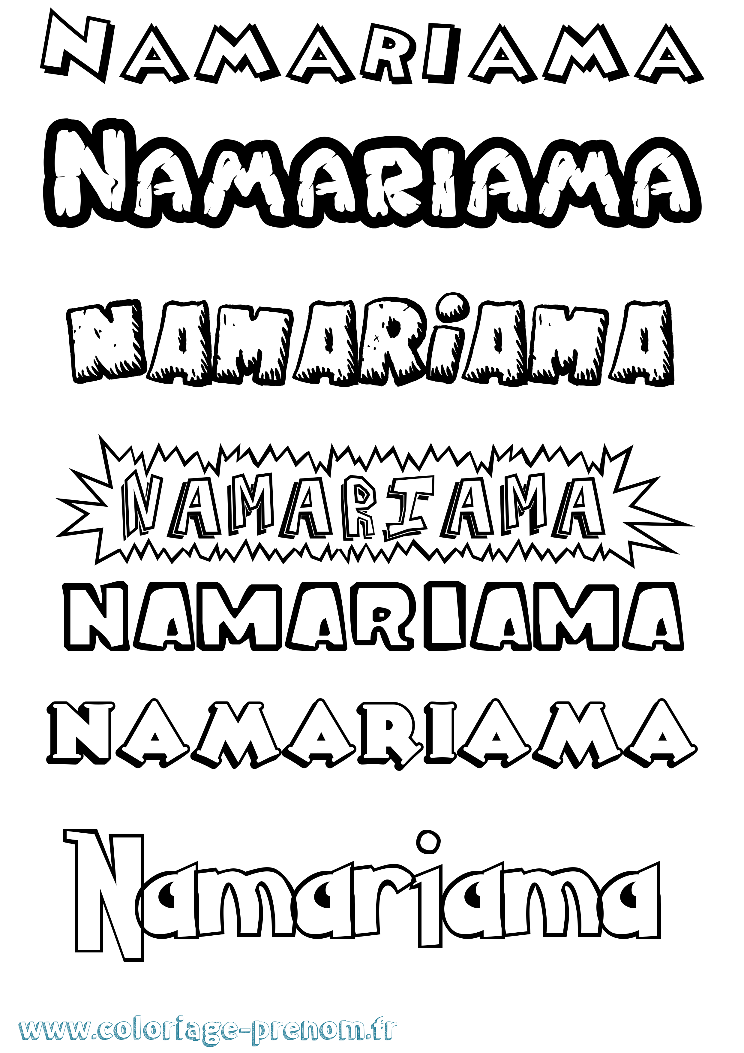 Coloriage Namariama Dessin Animé Coloriage prénom Namariama Dessin Animé