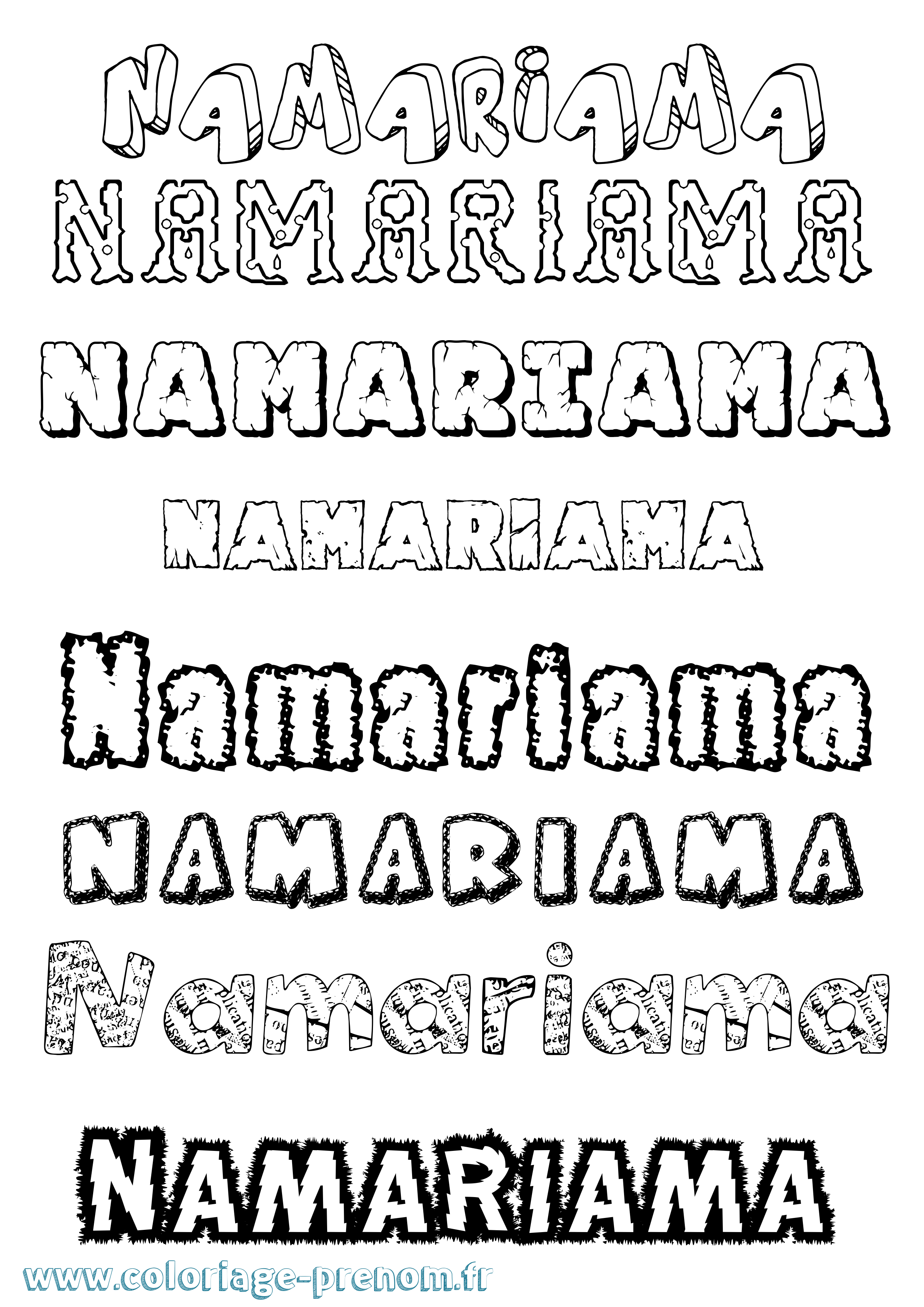 Coloriage Namariama Destructuré Coloriage prénom Namariama Destructuré