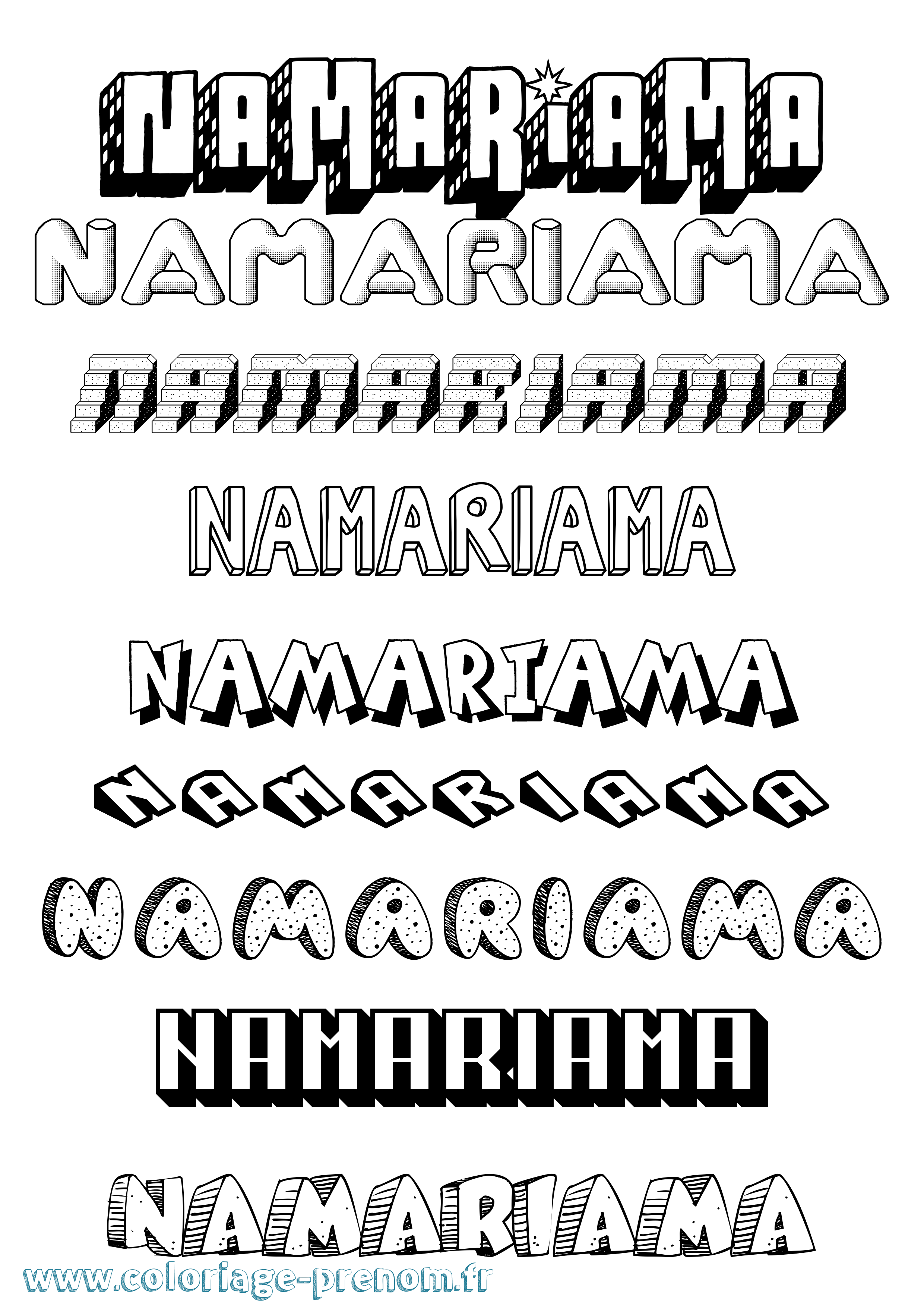 Coloriage Namariama Effet 3D Coloriage prénom Namariama Effet 3D