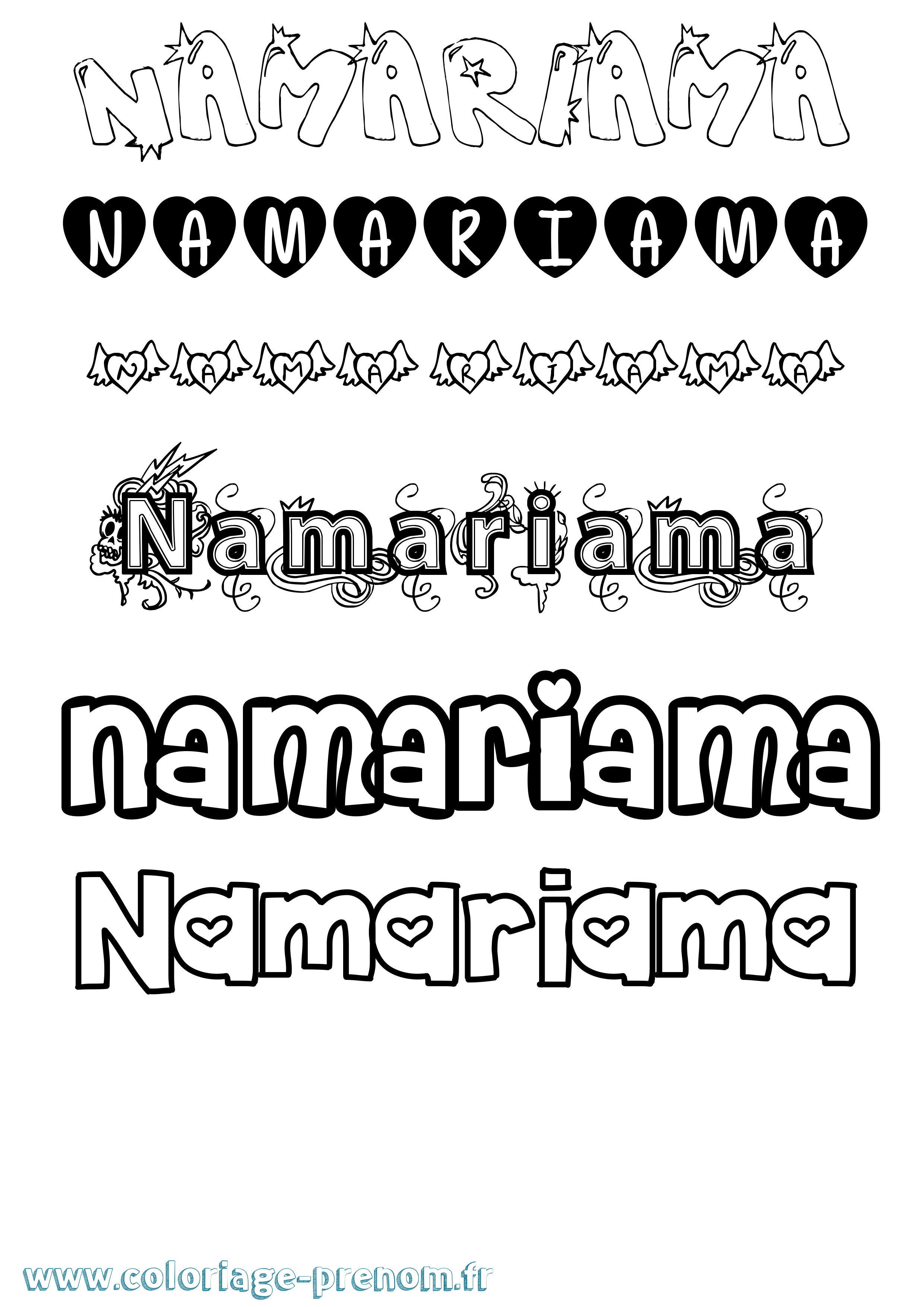 Coloriage Namariama Girly Coloriage prénom Namariama Girly