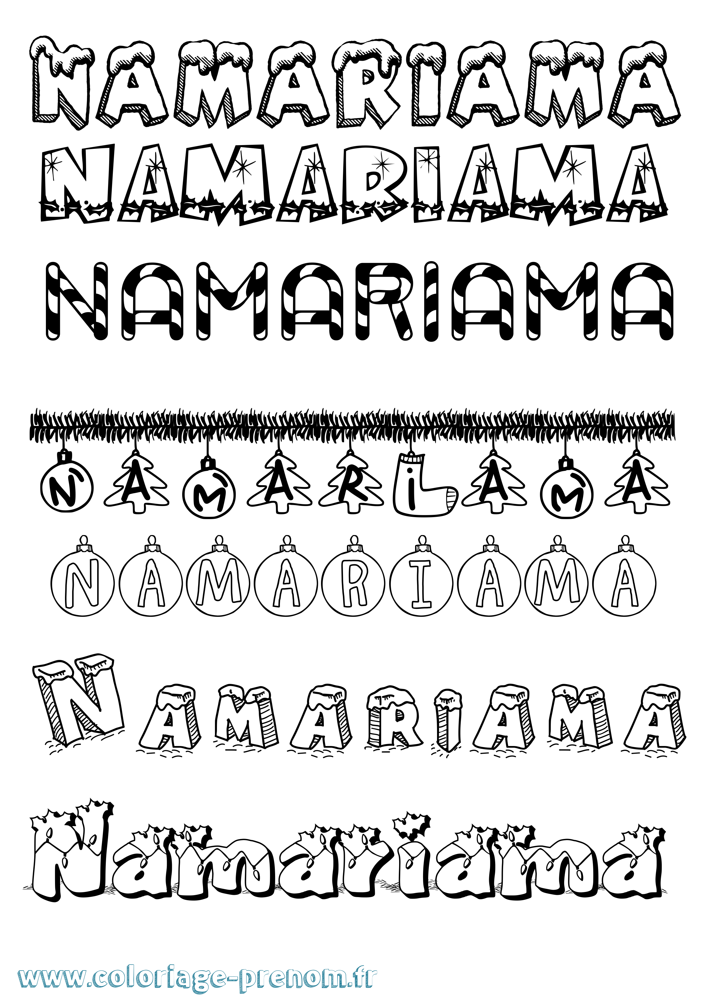 Coloriage Namariama Noël Coloriage prénom Namariama Noël