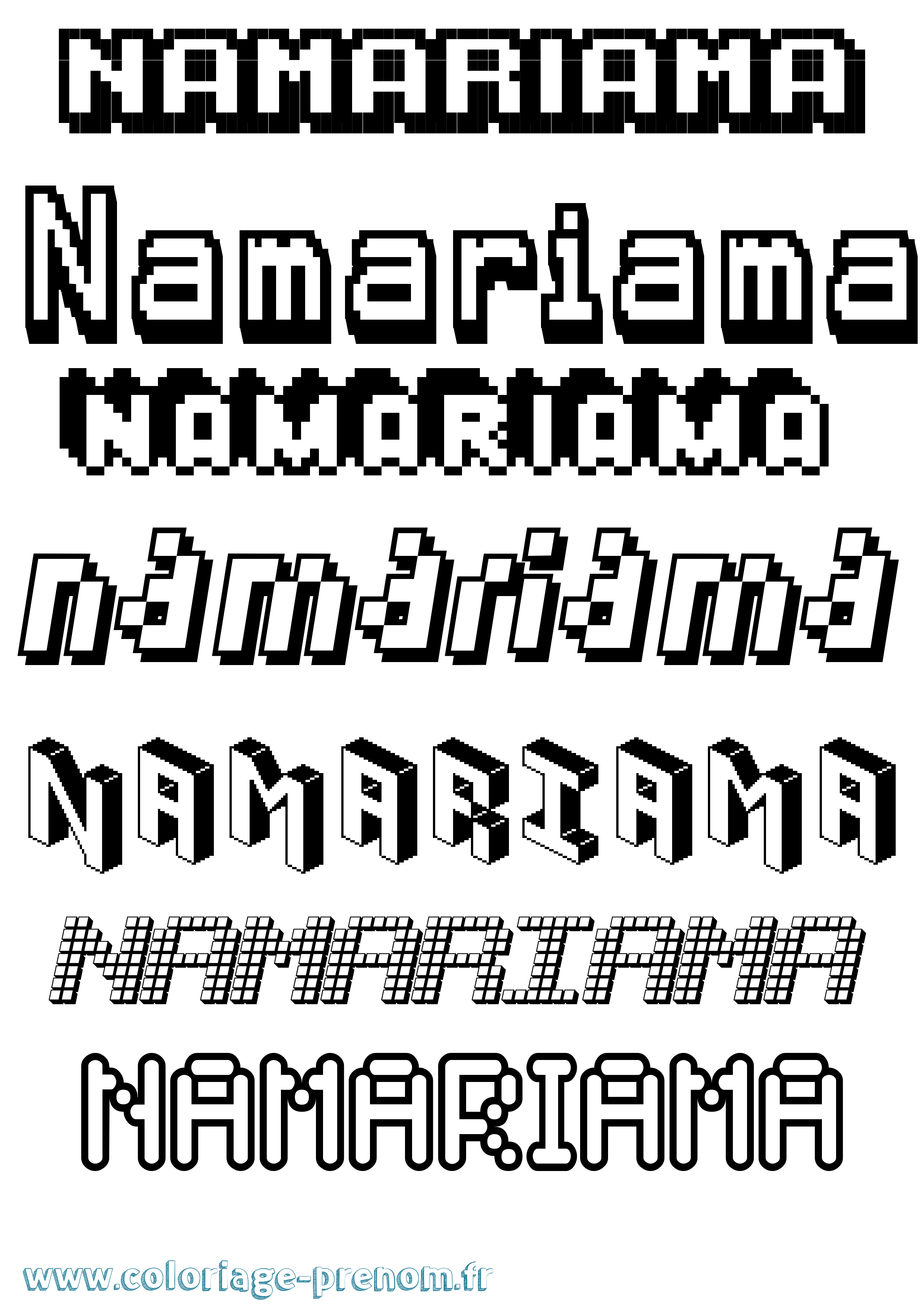 Coloriage Namariama Pixel Coloriage prénom Namariama Pixel
