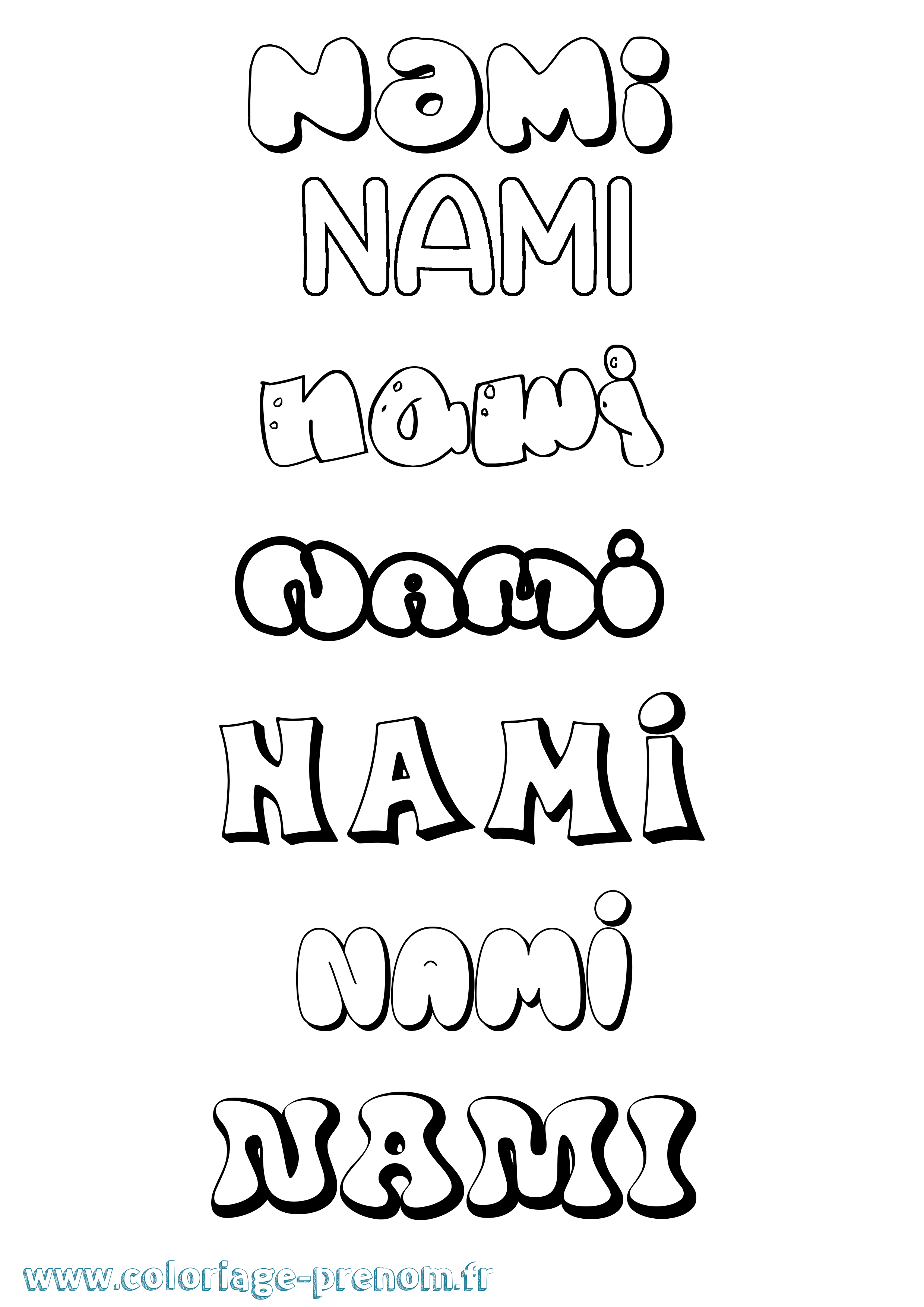 Coloriage Nami Bubble Coloriage prénom Nami Bubble