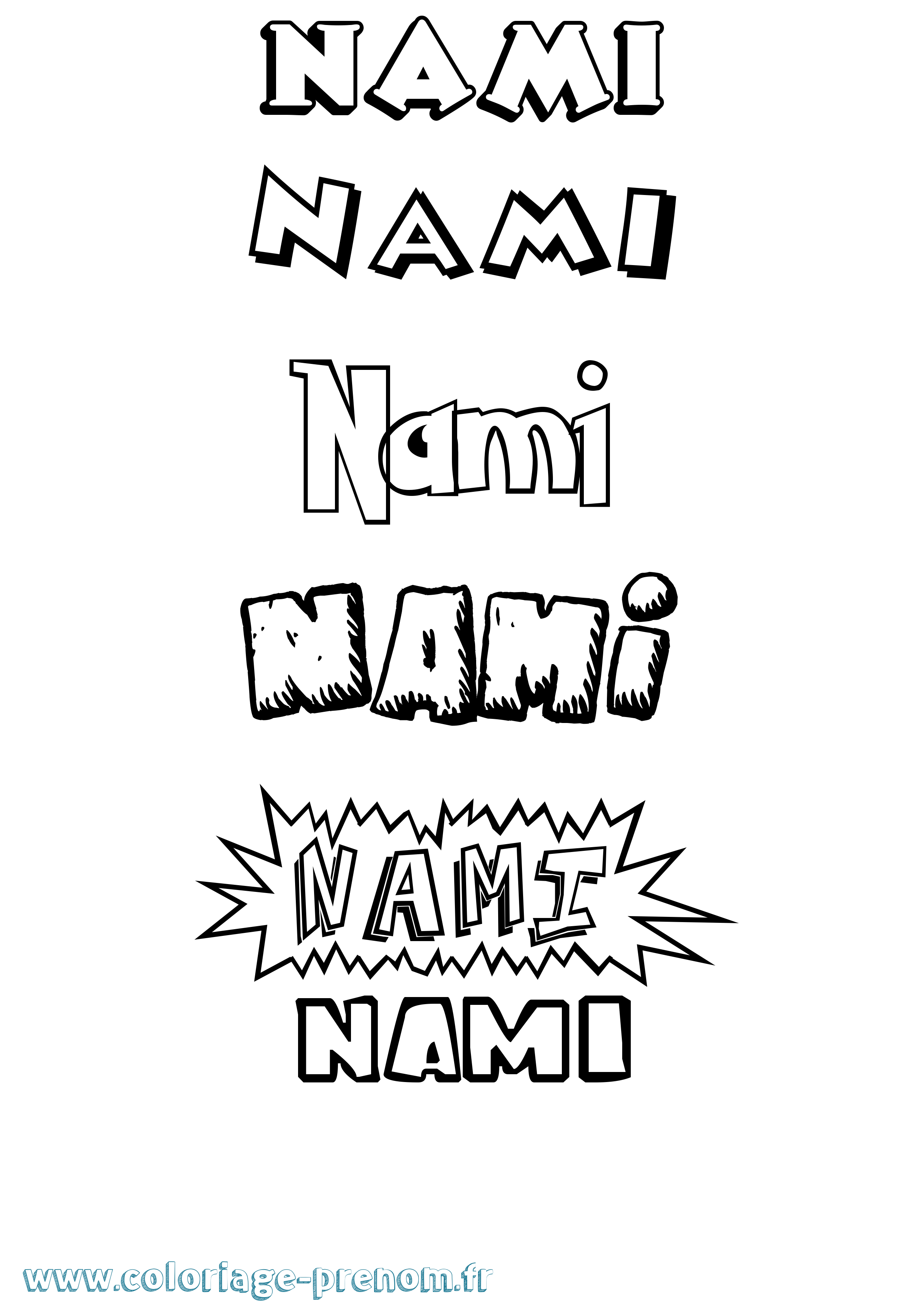 Coloriage Nami Dessin Animé Coloriage prénom Nami Dessin Animé