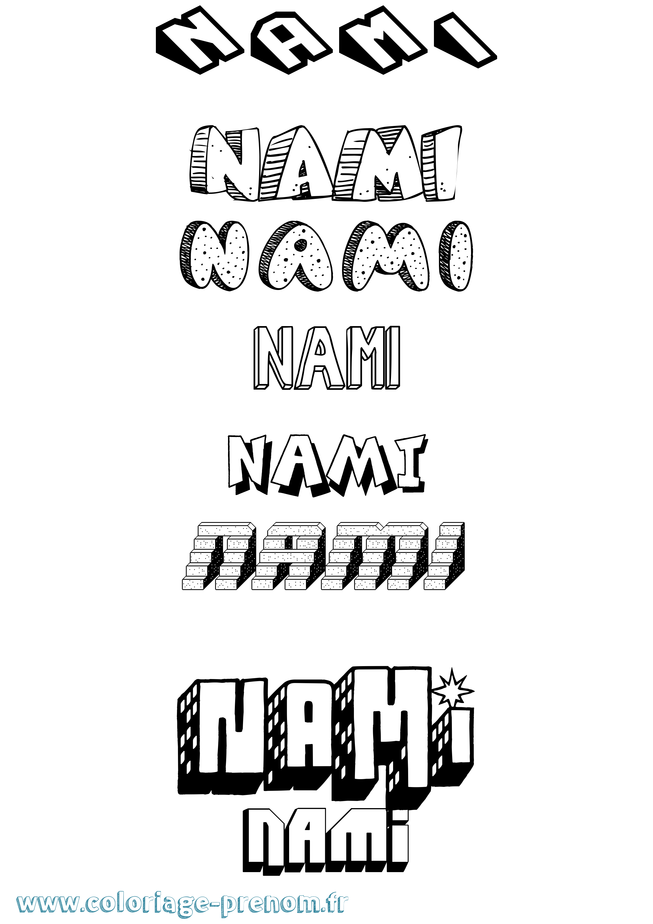 Coloriage Nami Effet 3D Coloriage prénom Nami Effet 3D
