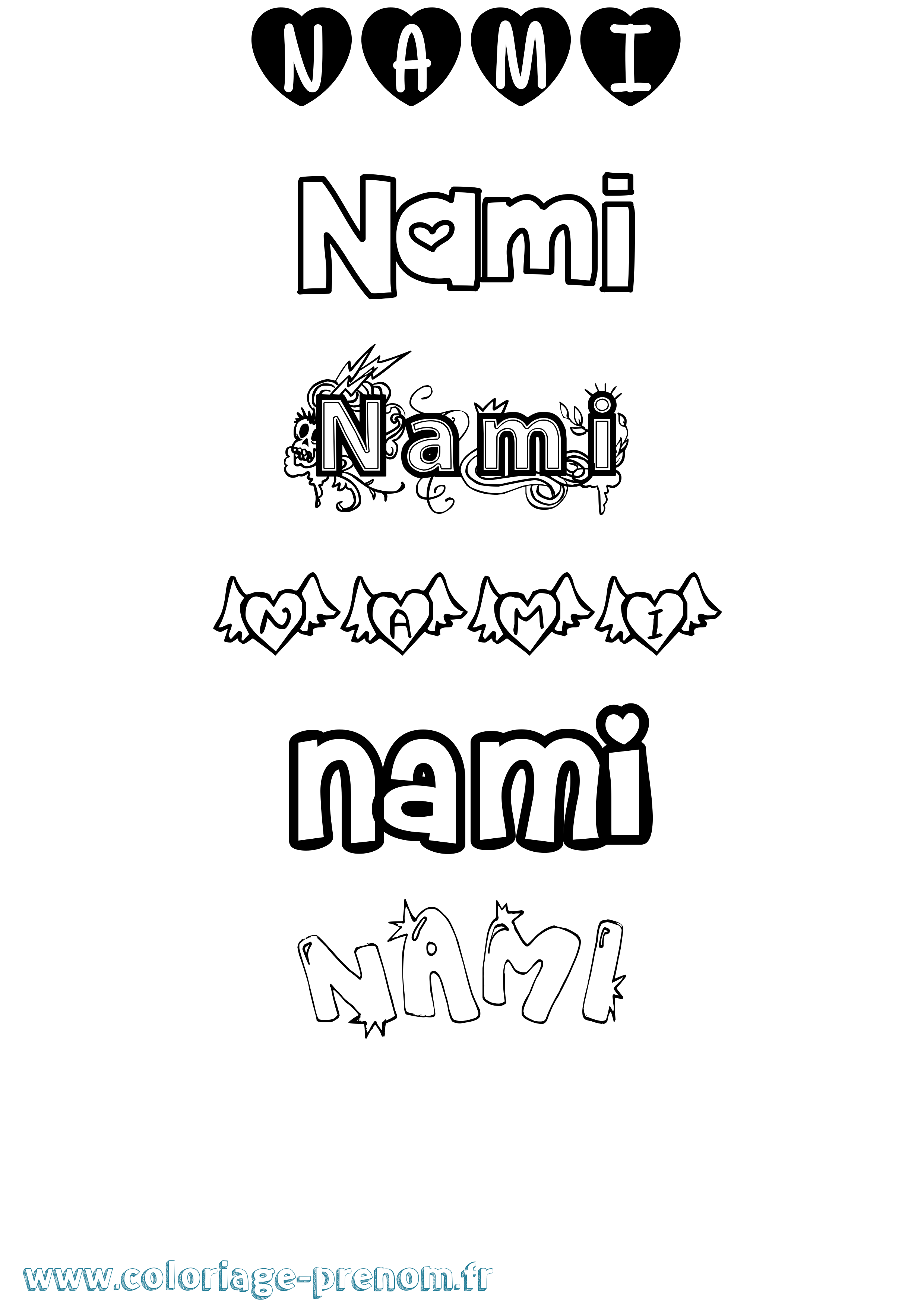 Coloriage Nami Girly Coloriage prénom Nami Girly