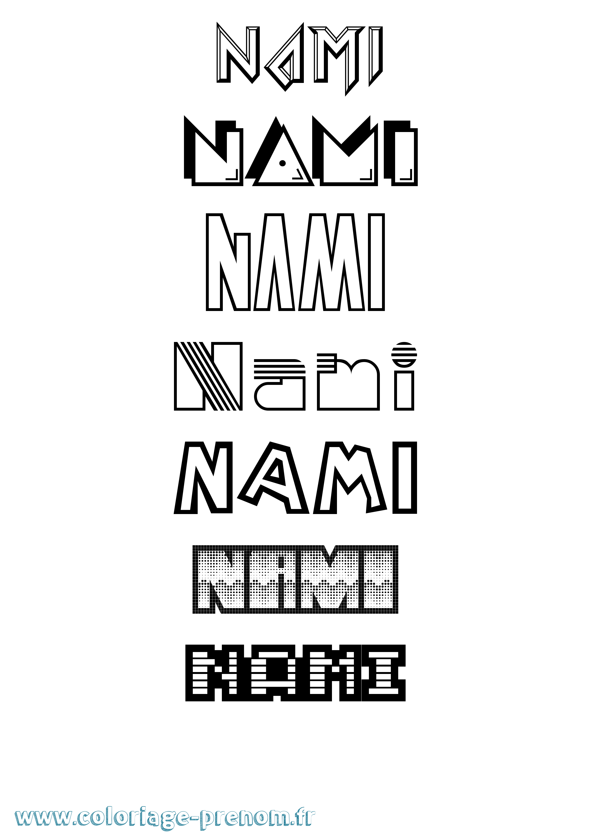 Coloriage Nami Jeux Vidéos Coloriage prénom Nami Jeux Vidéos