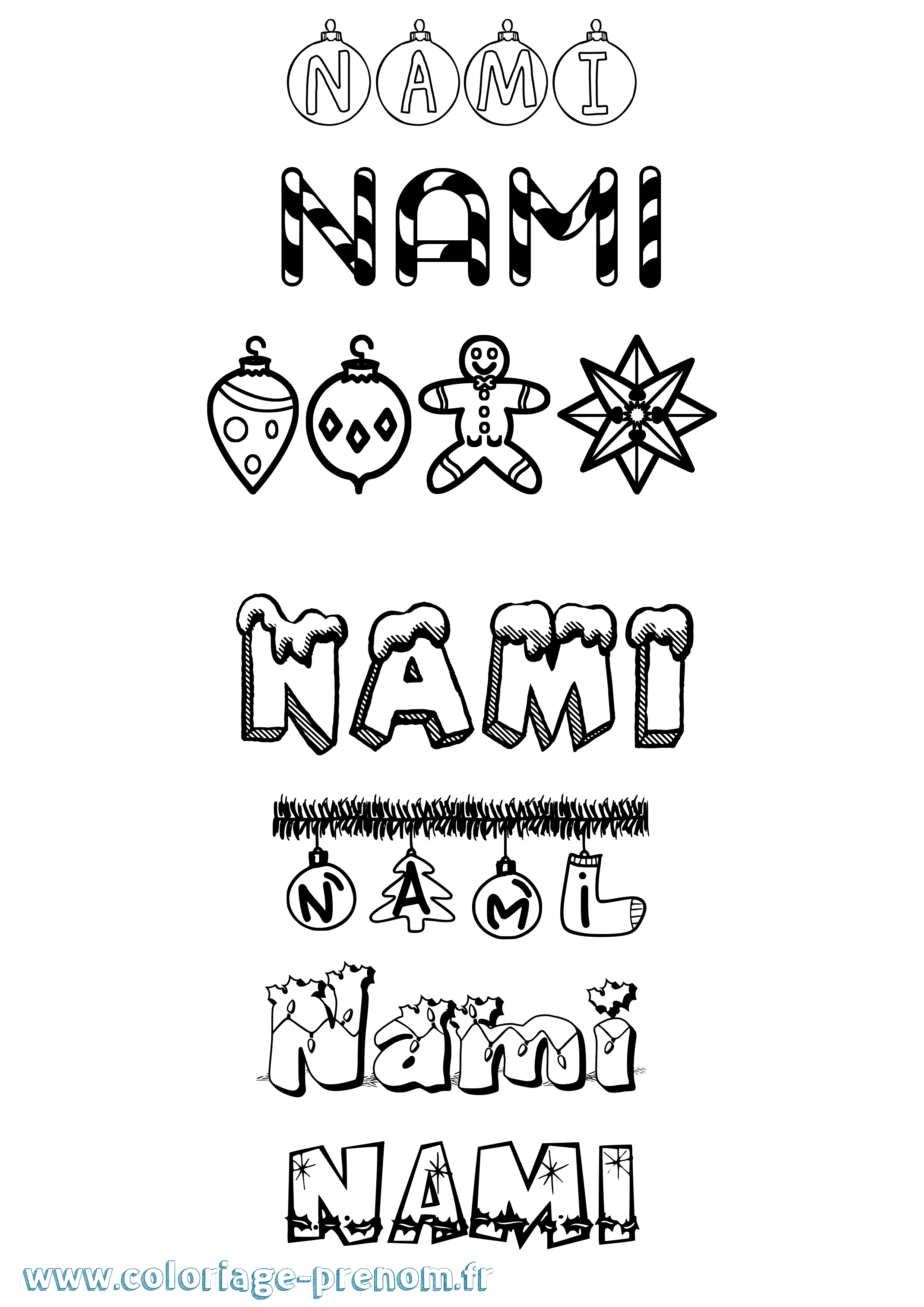 Coloriage Nami Noël Coloriage prénom Nami Noël
