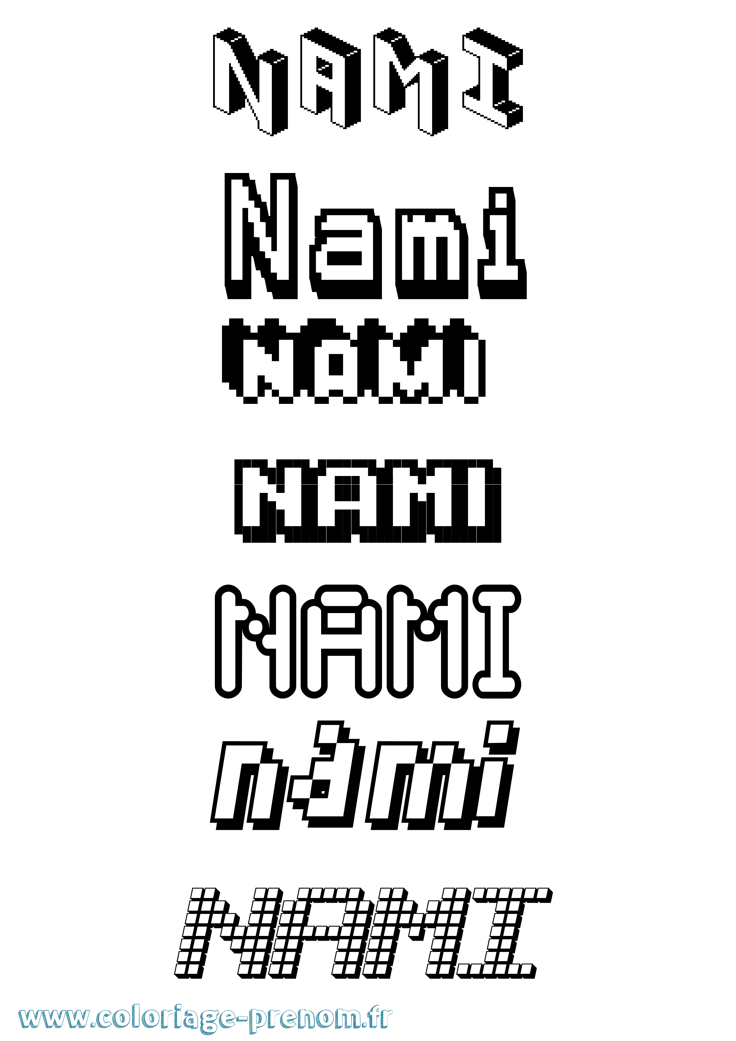 Coloriage Nami Pixel Coloriage prénom Nami Pixel
