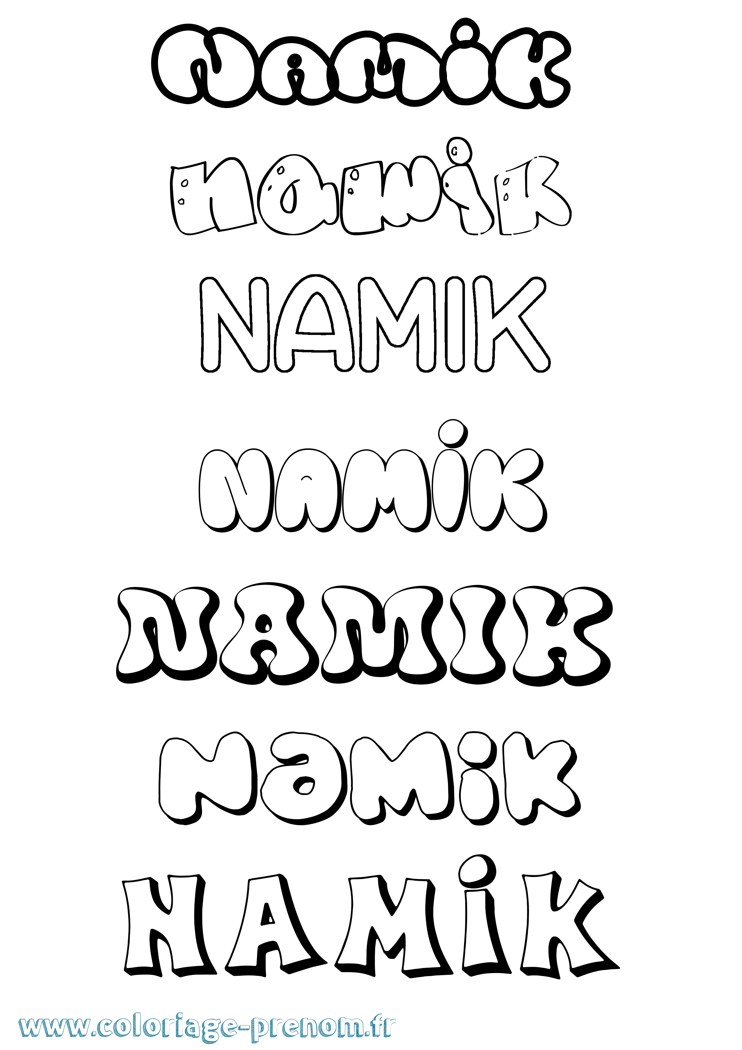 Coloriage Namik Bubble Coloriage prénom Namik Bubble