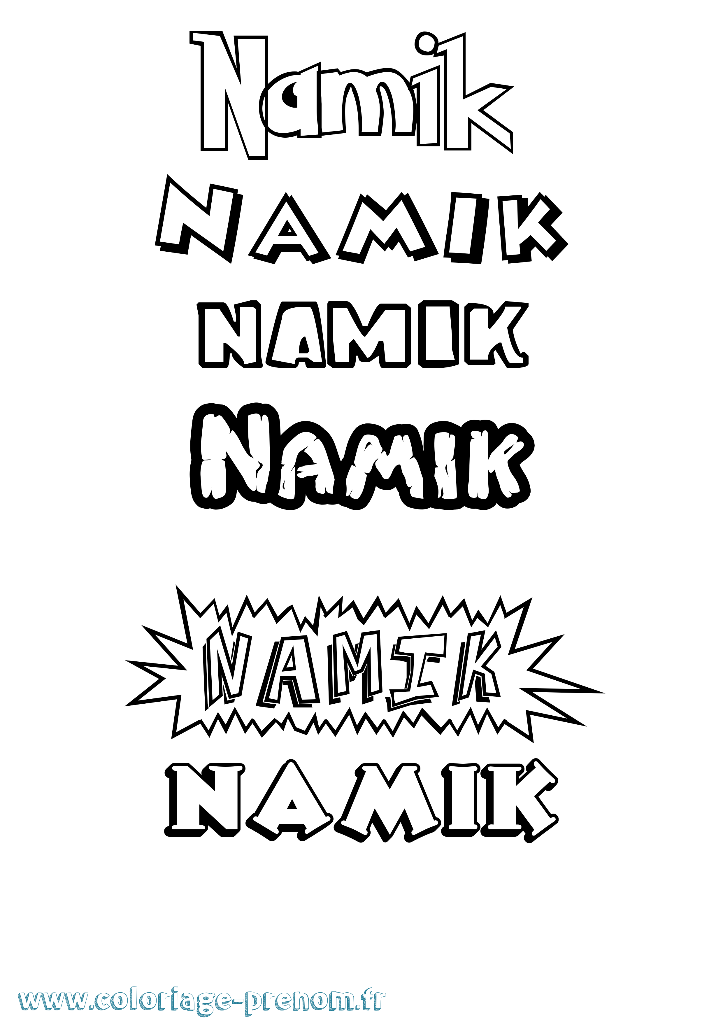 Coloriage Namik Dessin Animé Coloriage prénom Namik Dessin Animé