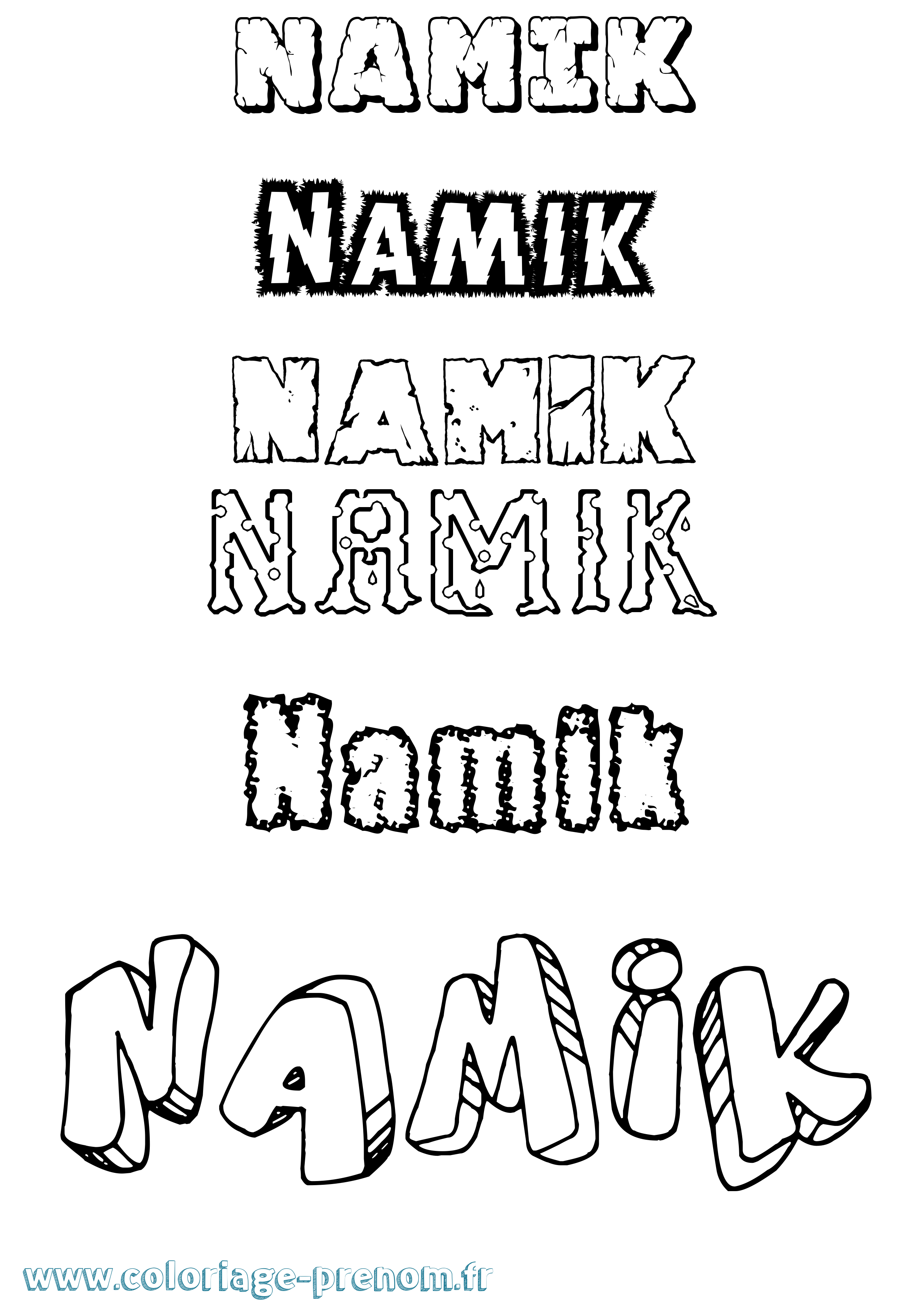 Coloriage Namik Destructuré Coloriage prénom Namik Destructuré