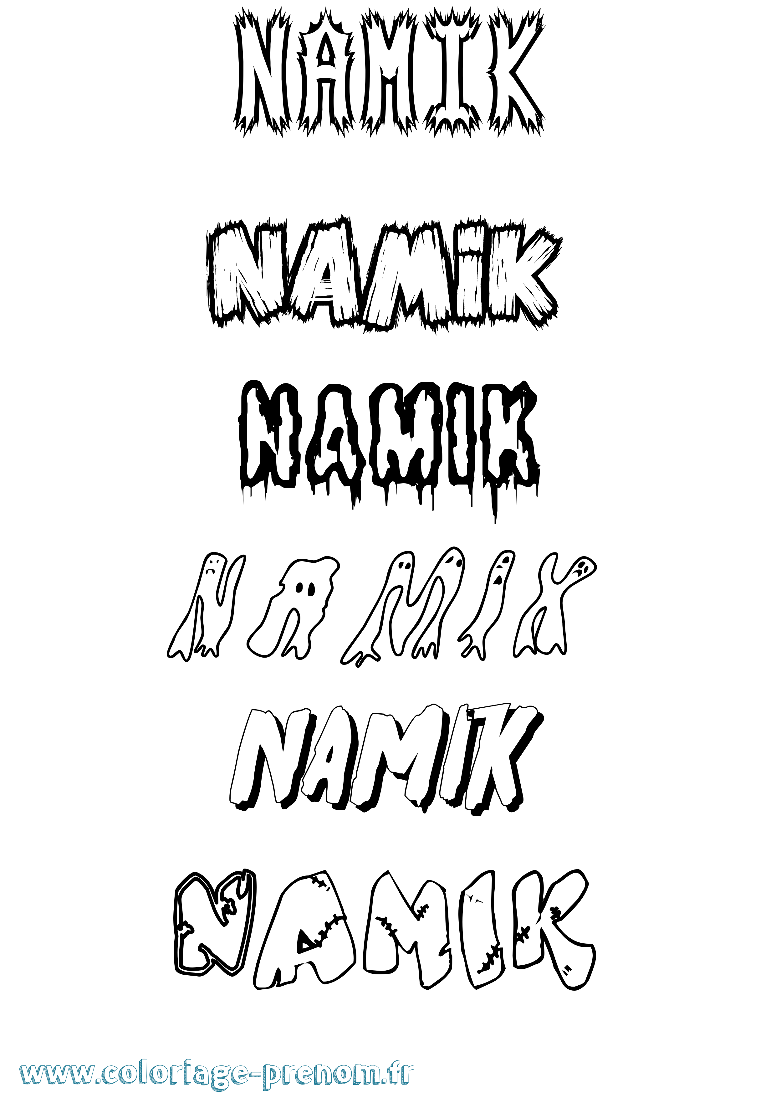 Coloriage Namik Frisson Coloriage prénom Namik Frisson
