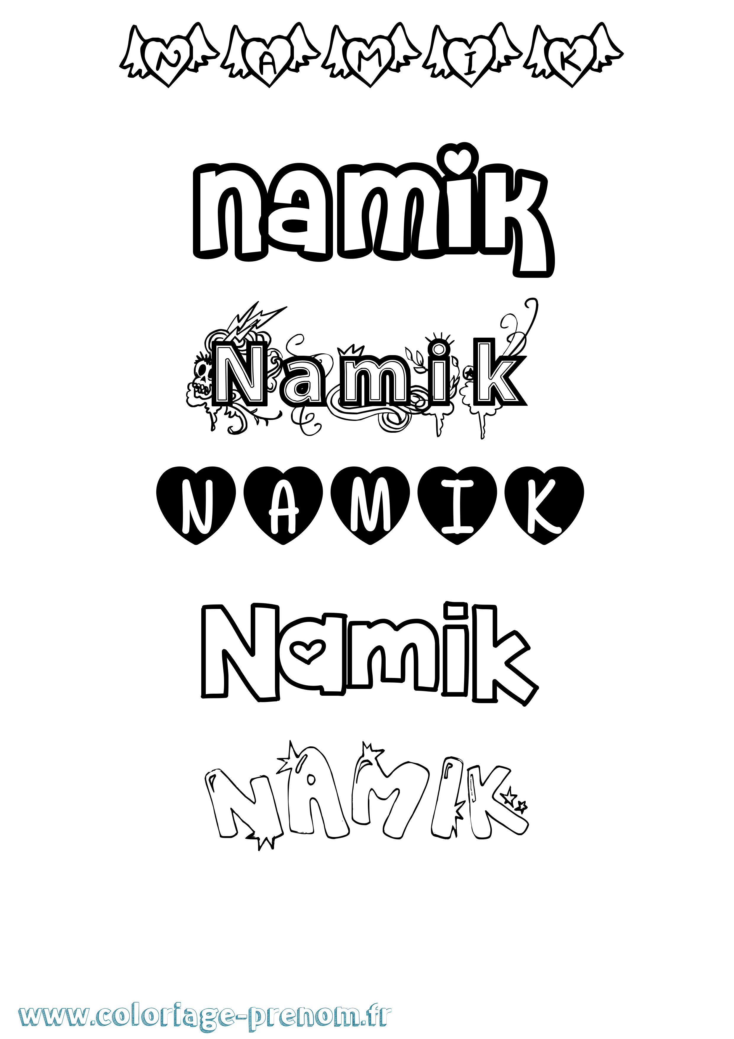 Coloriage Namik Girly Coloriage prénom Namik Girly