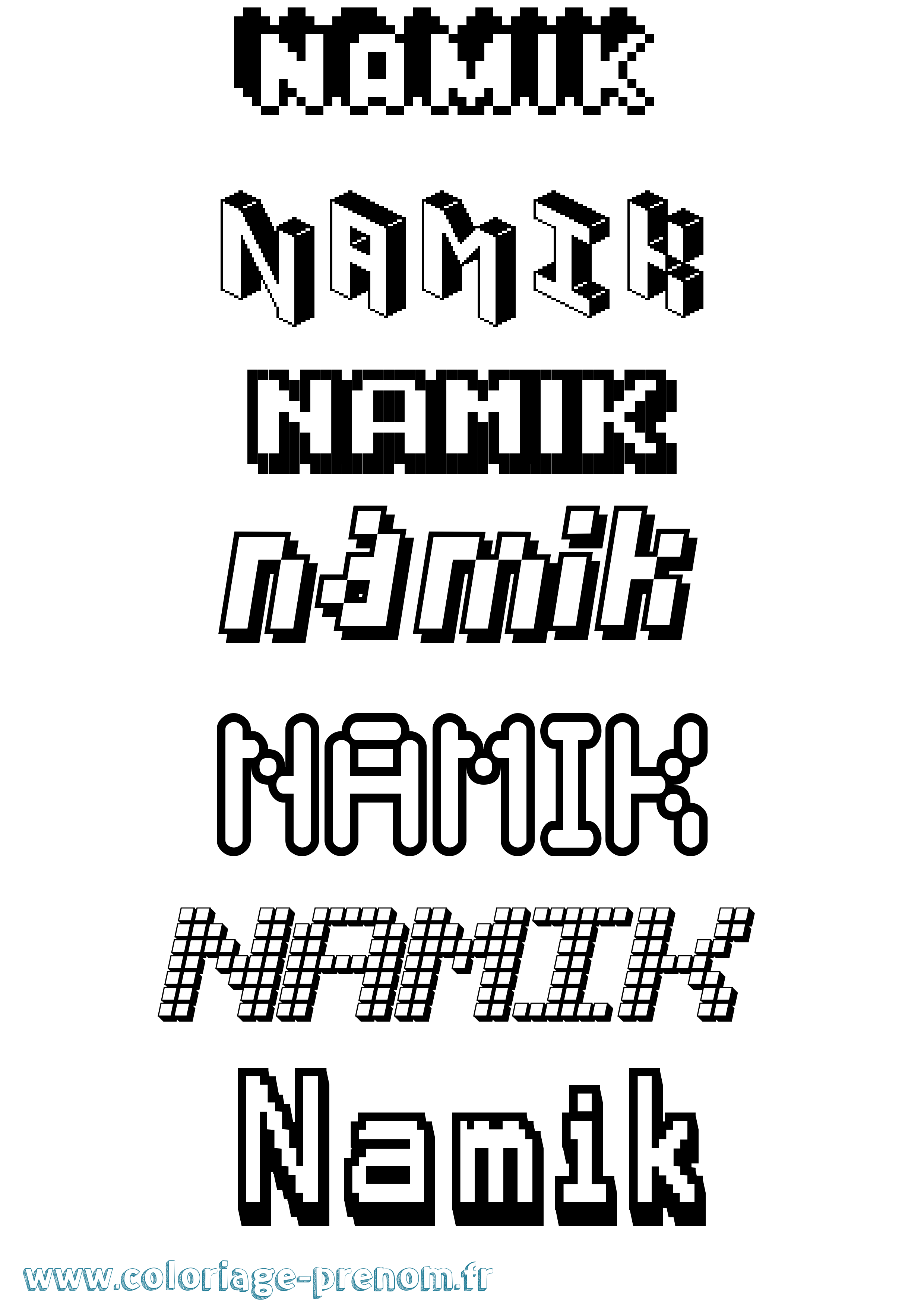 Coloriage Namik Pixel Coloriage prénom Namik Pixel