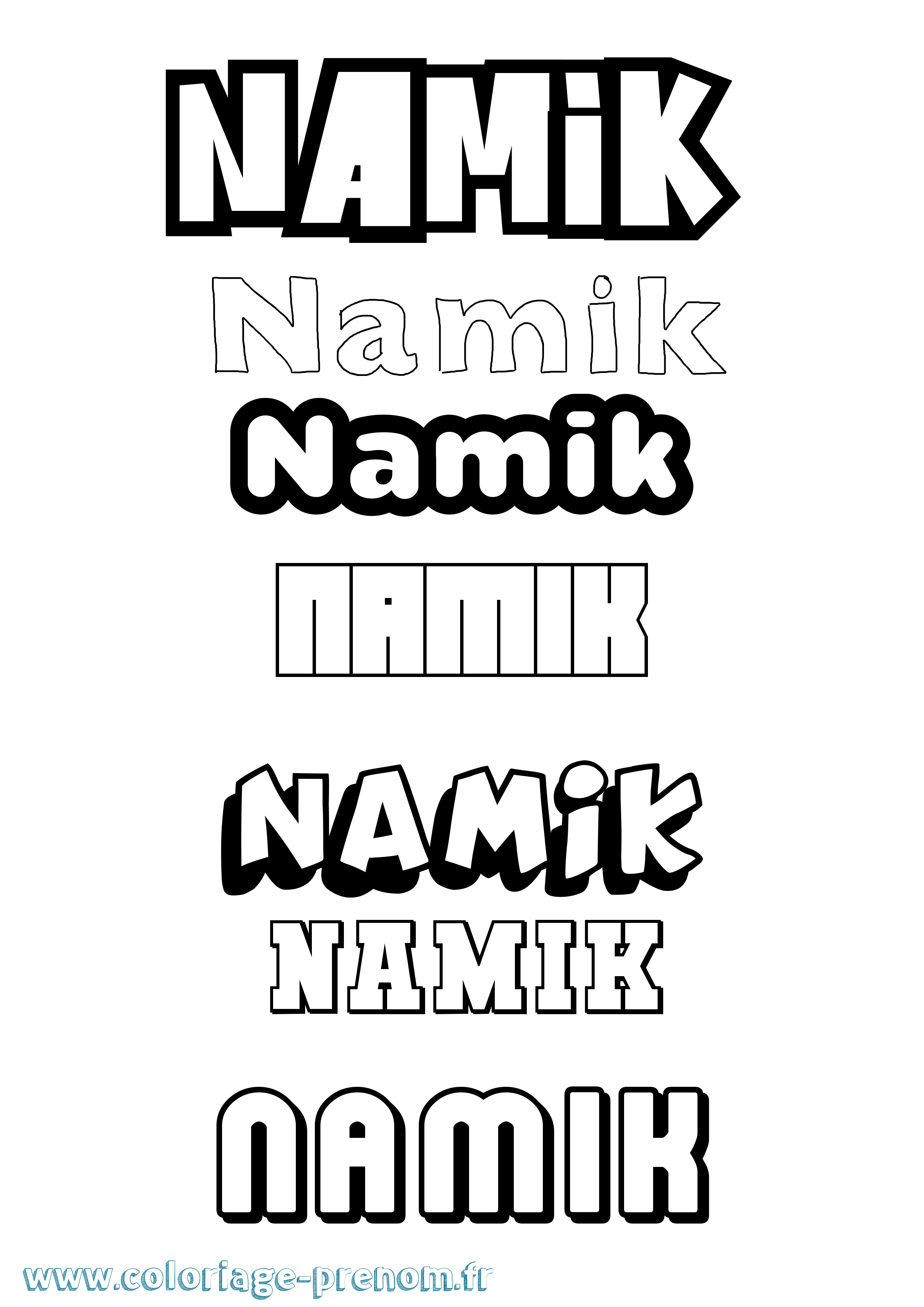 Coloriage Namik Simple Coloriage prénom Namik Simple