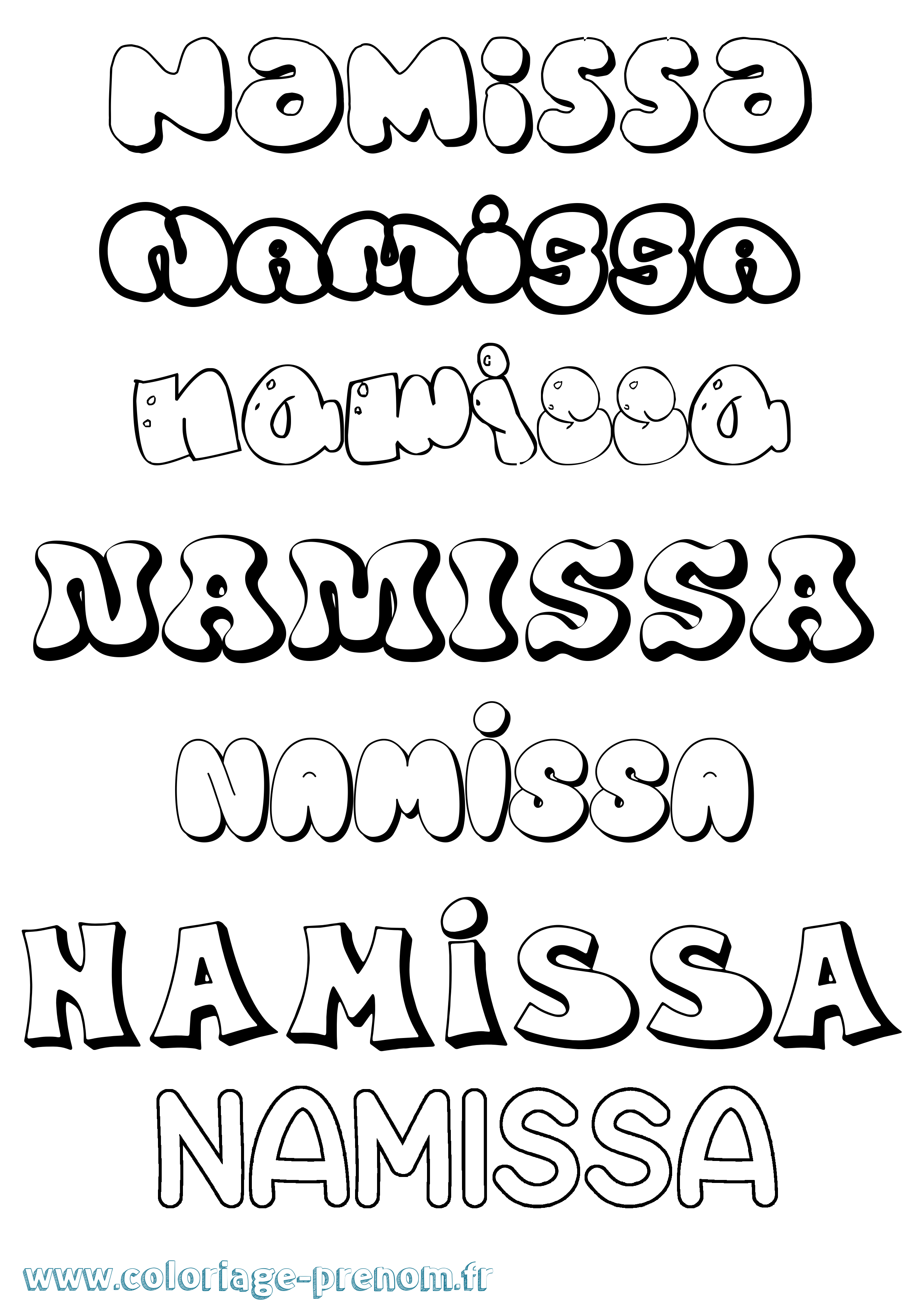 Coloriage Namissa Bubble Coloriage prénom Namissa Bubble