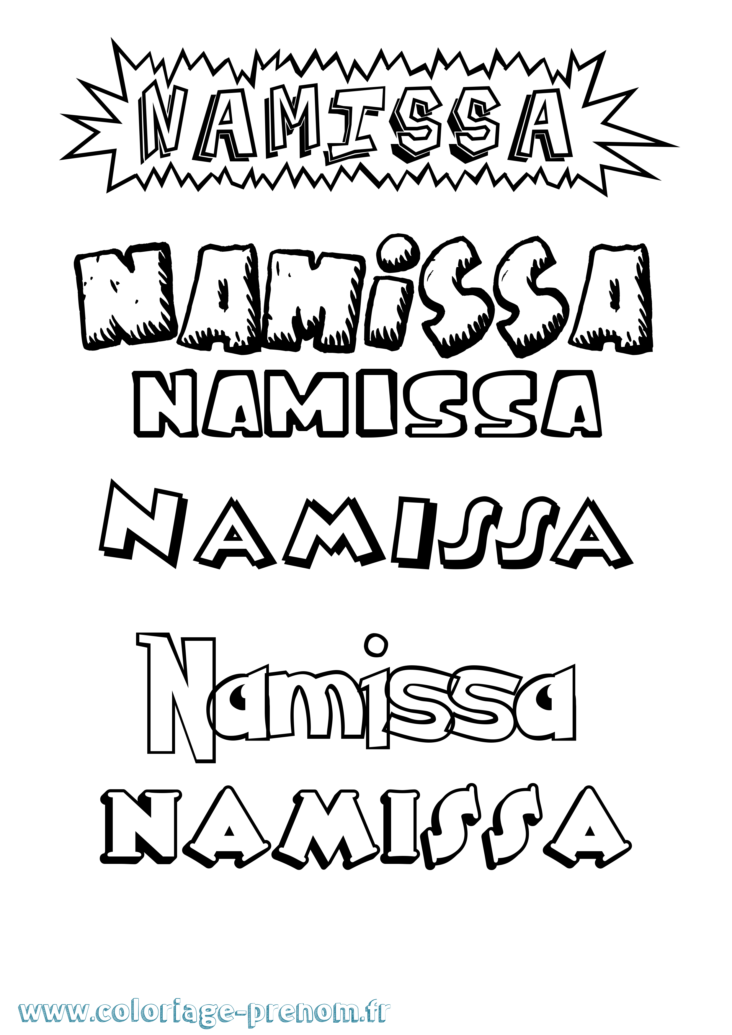 Coloriage Namissa Dessin Animé Coloriage prénom Namissa Dessin Animé