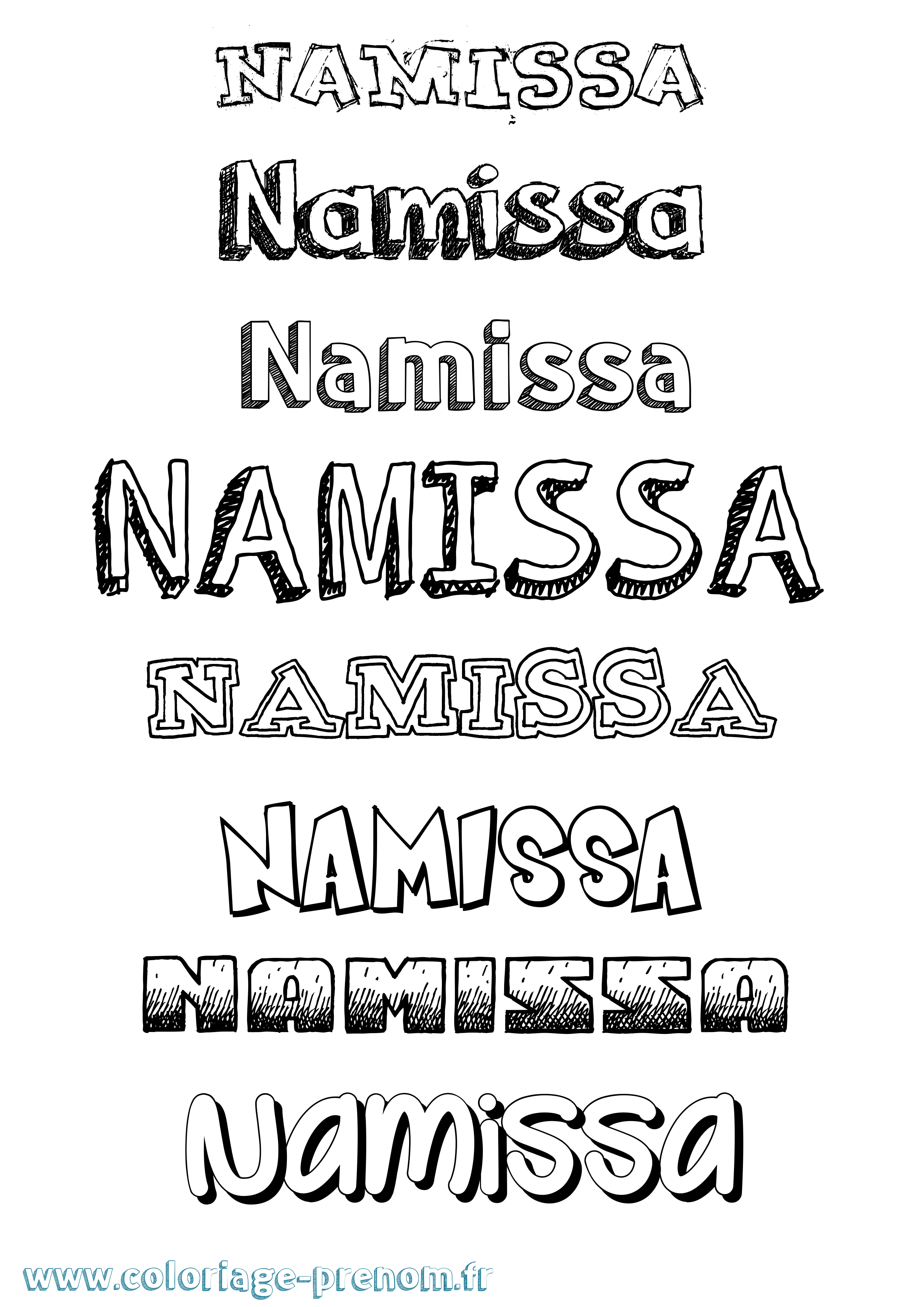 Coloriage Namissa Dessiné Coloriage prénom Namissa Dessiné