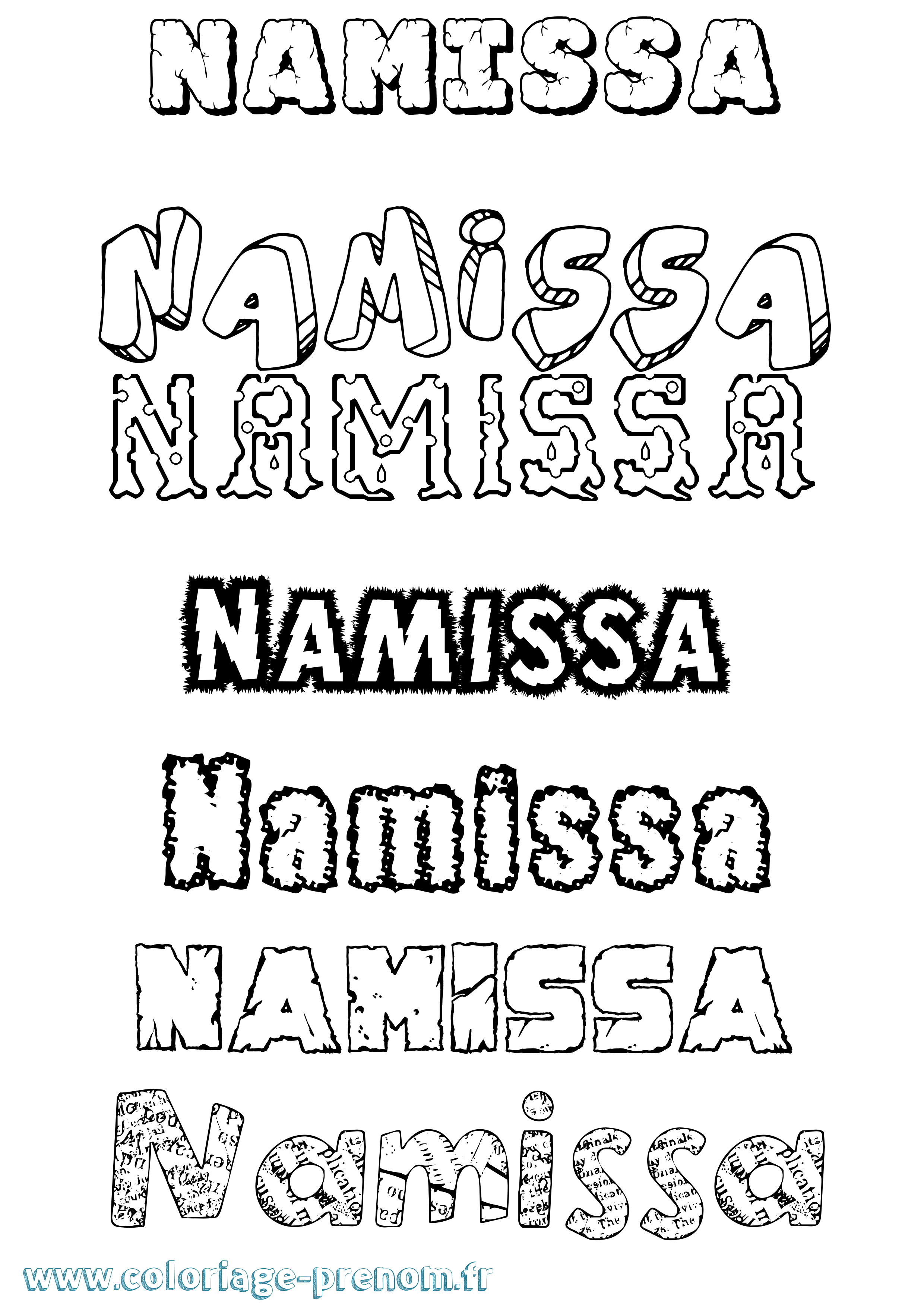Coloriage Namissa Destructuré Coloriage prénom Namissa Destructuré