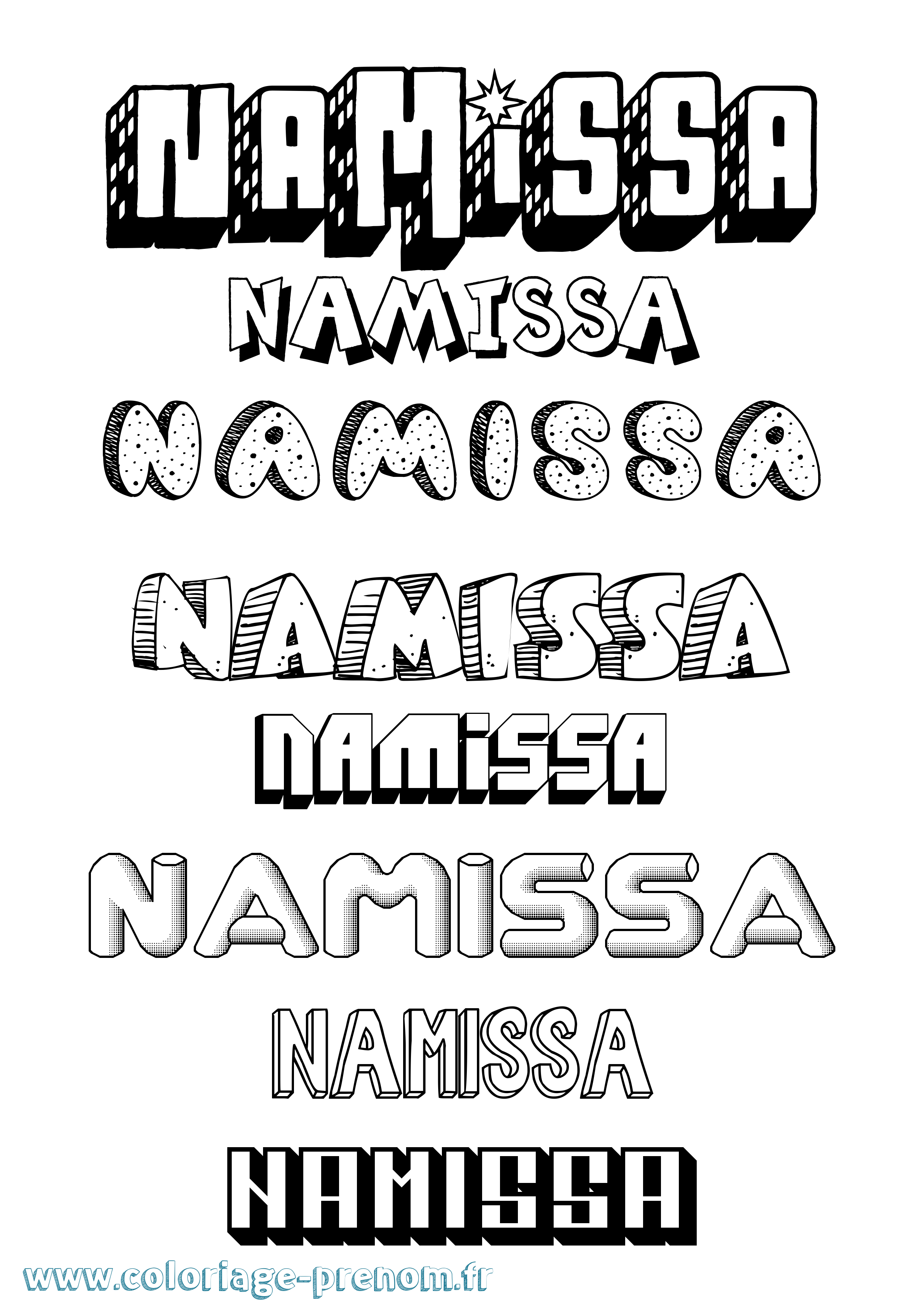 Coloriage Namissa Effet 3D Coloriage prénom Namissa Effet 3D