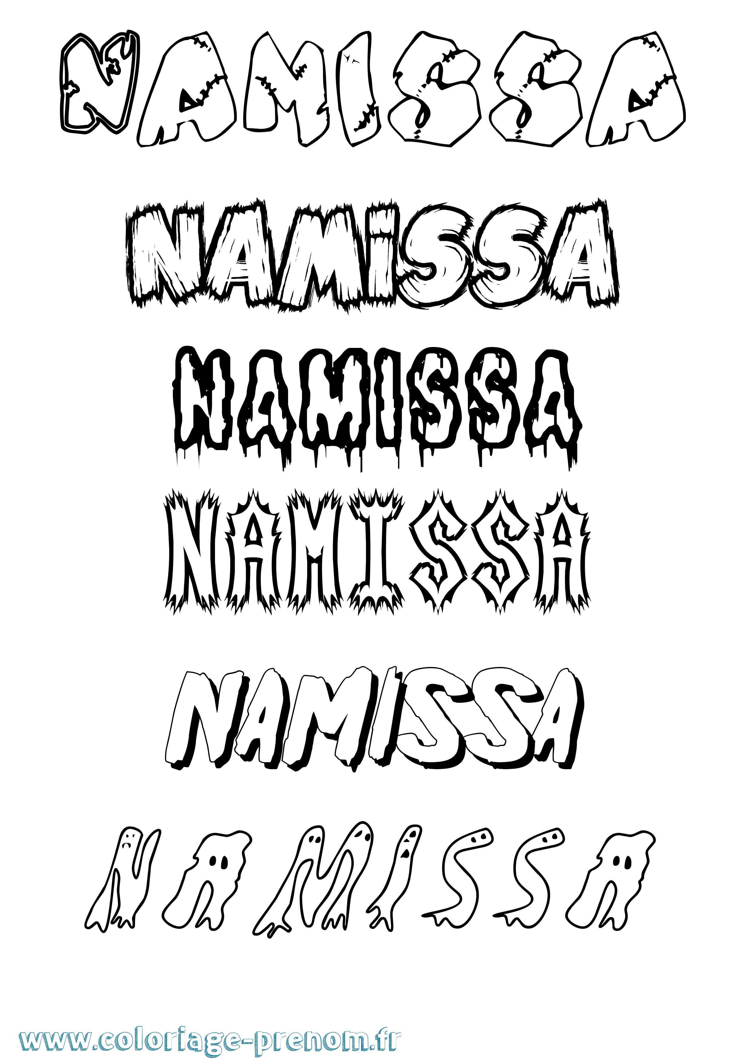 Coloriage Namissa Frisson Coloriage prénom Namissa Frisson