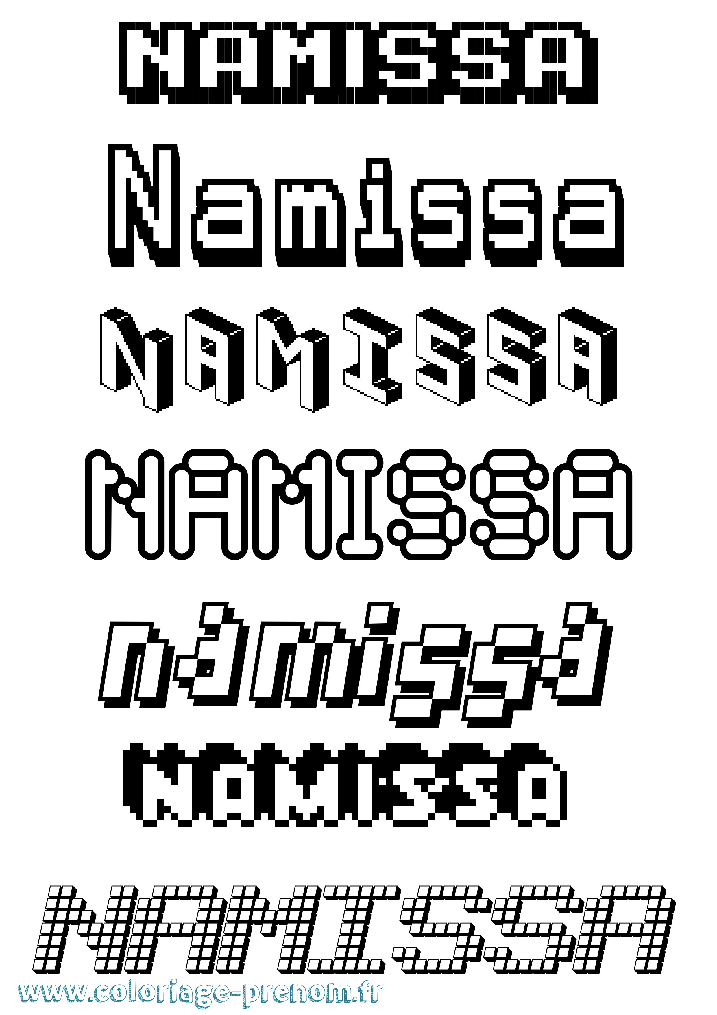 Coloriage Namissa Pixel Coloriage prénom Namissa Pixel
