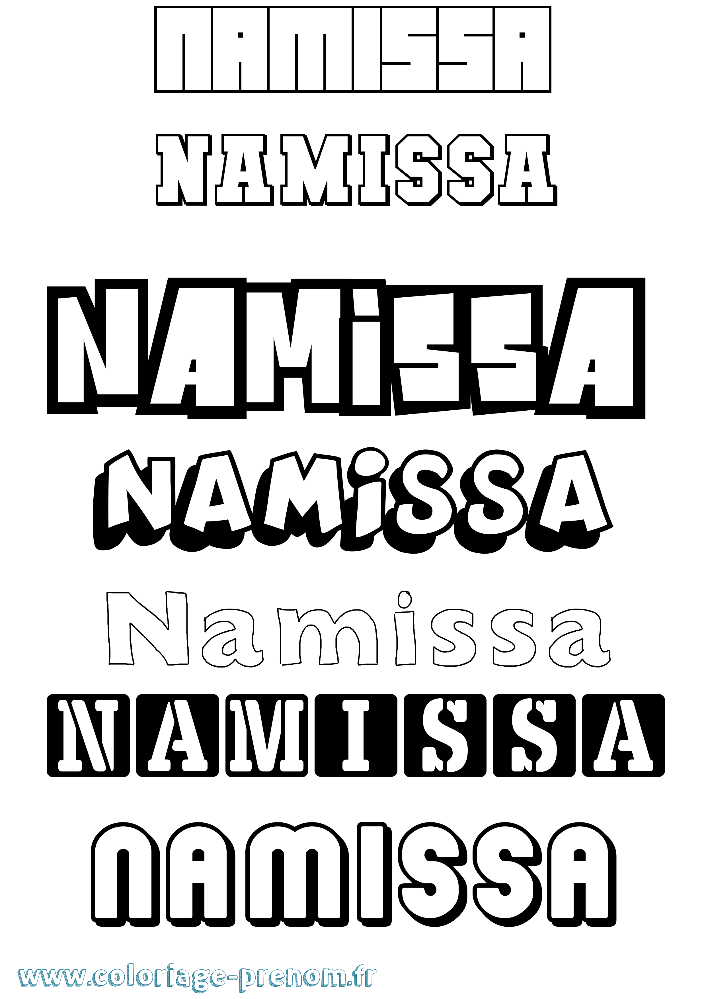 Coloriage Namissa Simple Coloriage prénom Namissa Simple