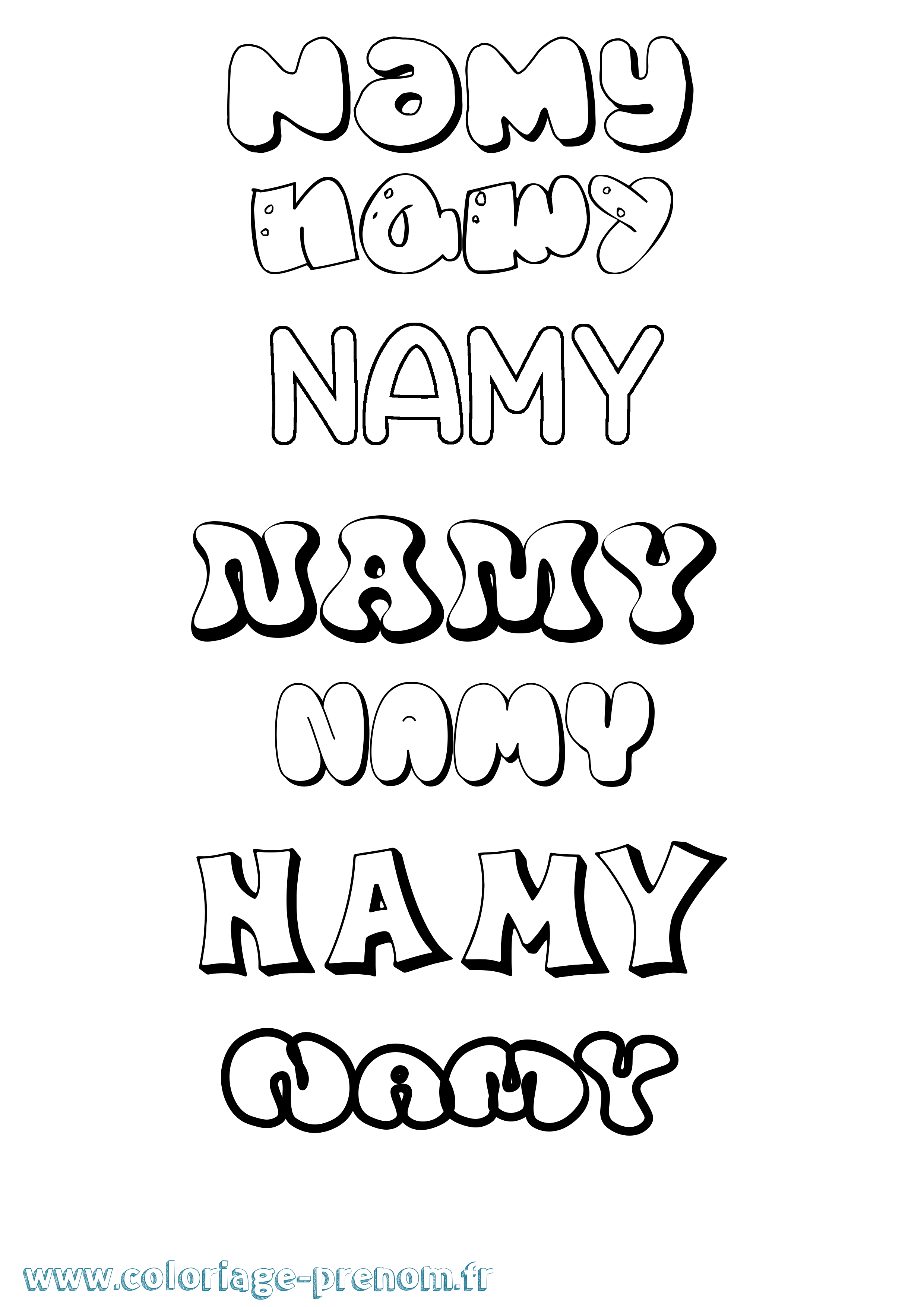 Coloriage Namy Bubble Coloriage prénom Namy Bubble