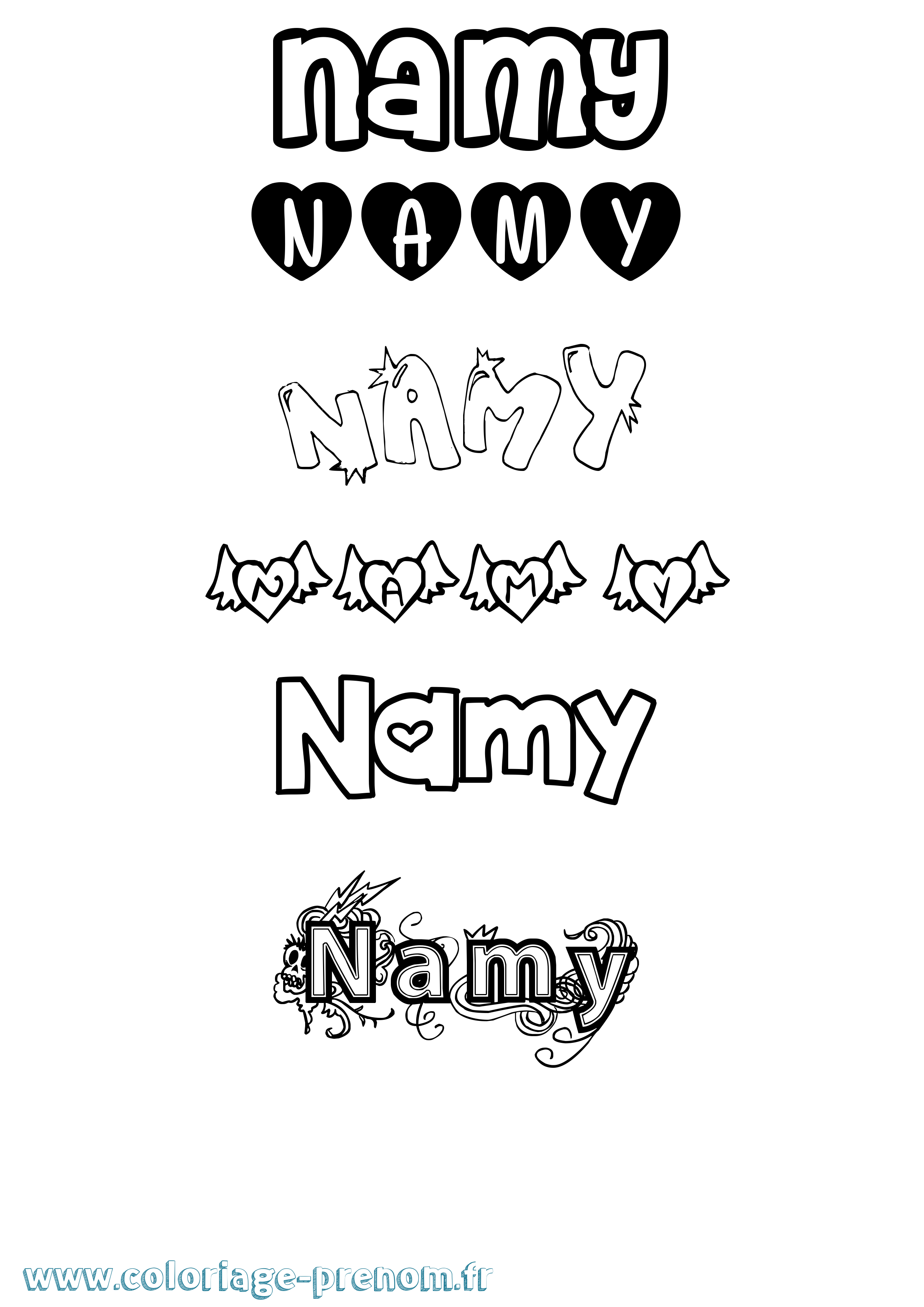Coloriage Namy Girly Coloriage prénom Namy Girly