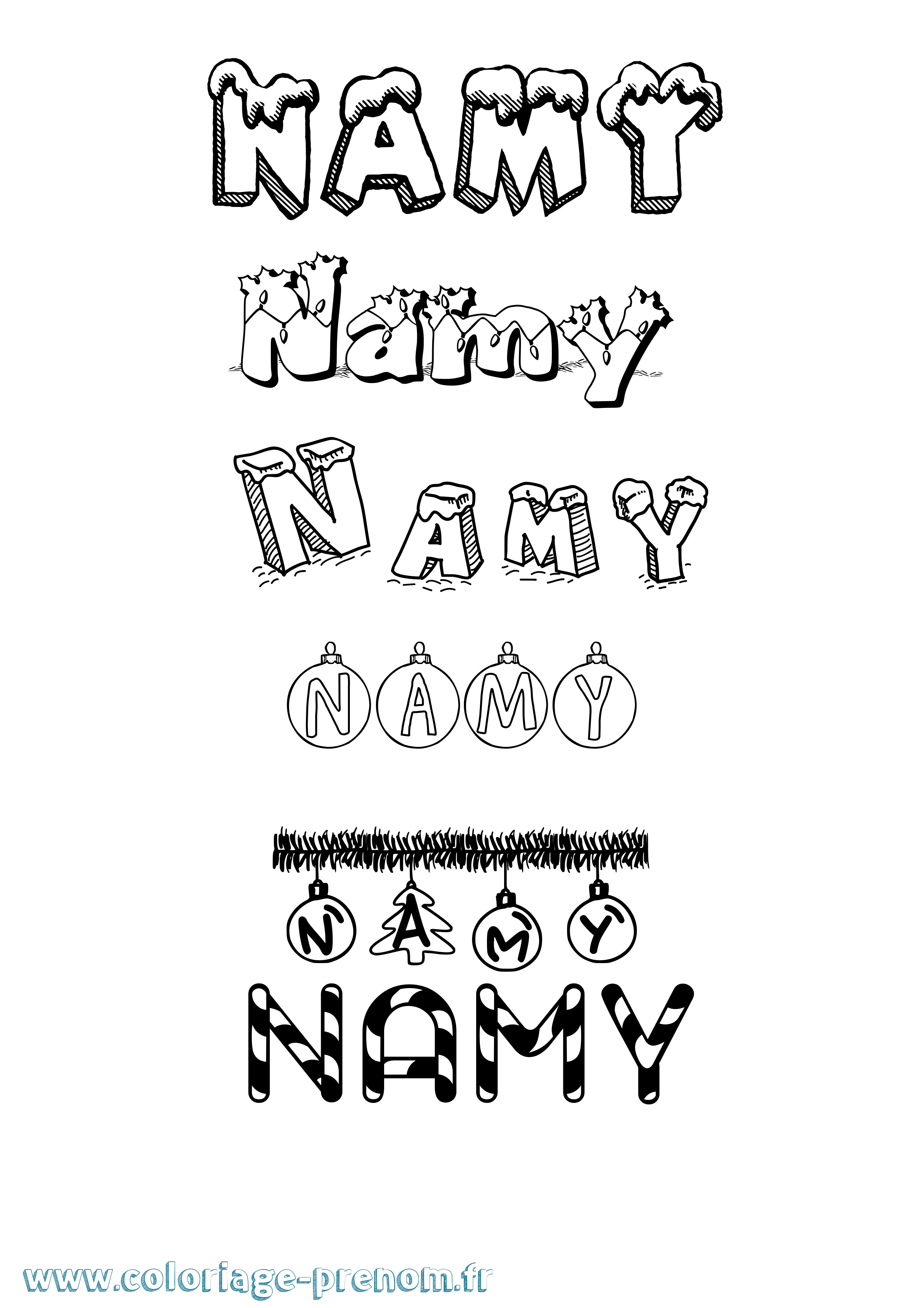 Coloriage Namy Noël Coloriage prénom Namy Noël