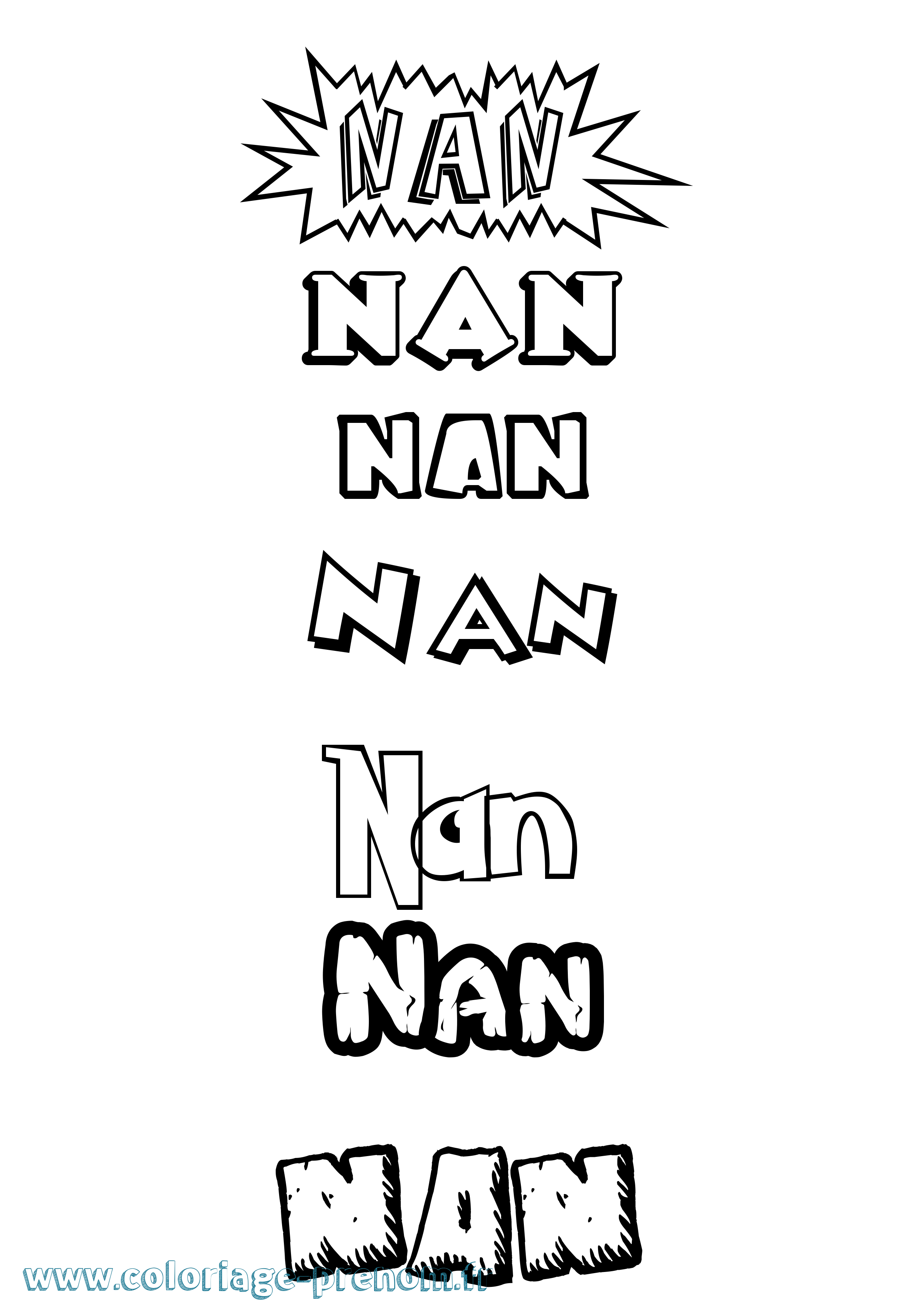 Coloriage Nan Dessin Animé Coloriage prénom Nan Dessin Animé