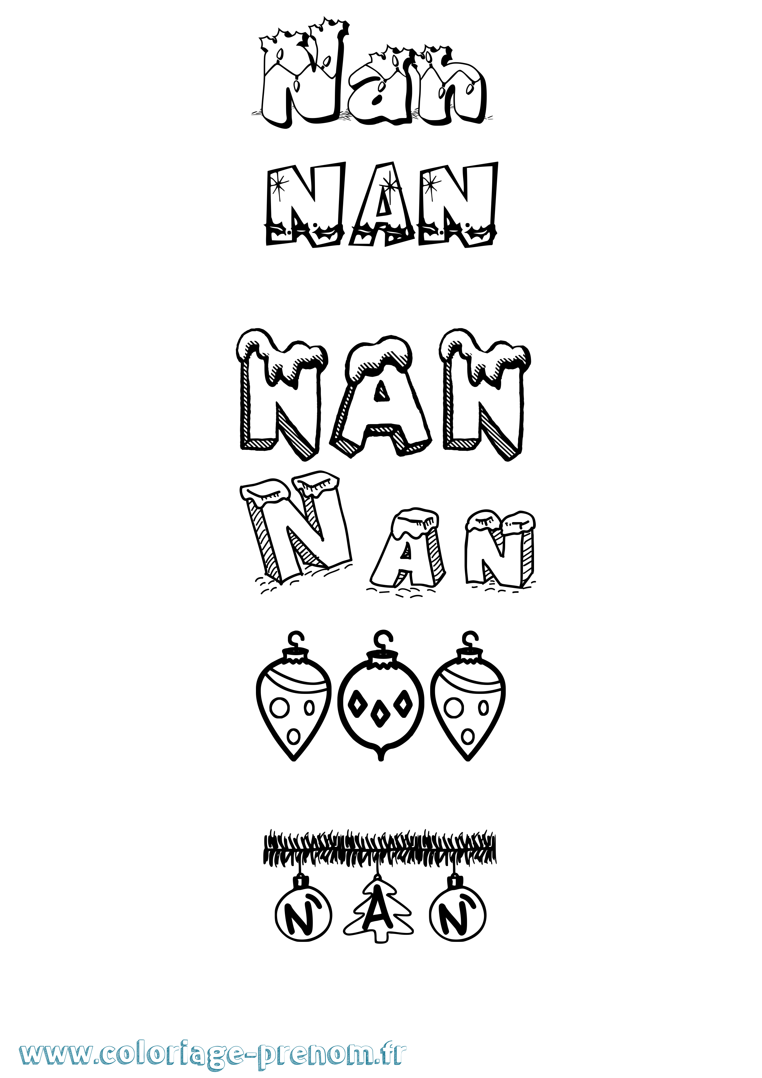 Coloriage Nan Noël Coloriage prénom Nan Noël