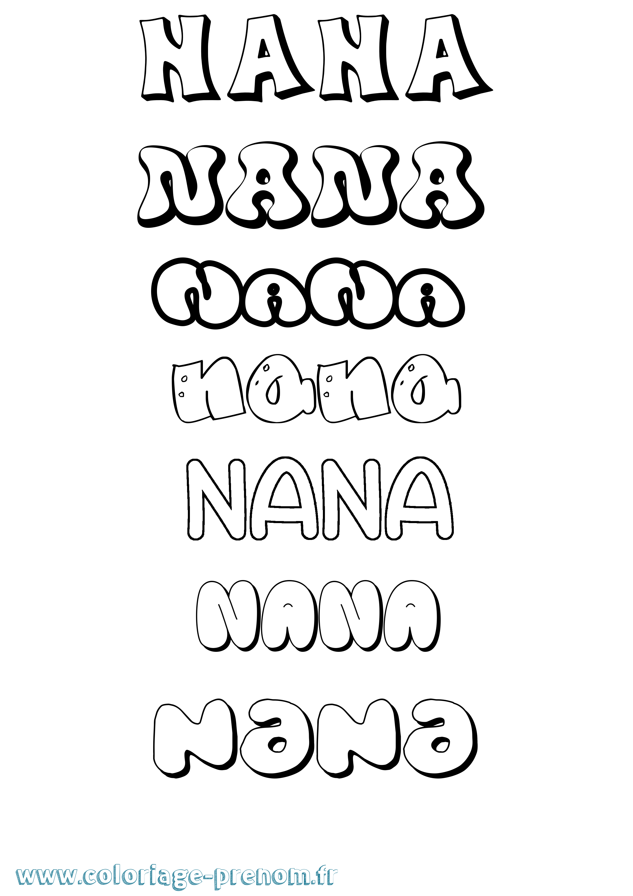 Coloriage Nana Bubble Coloriage prénom Nana Bubble