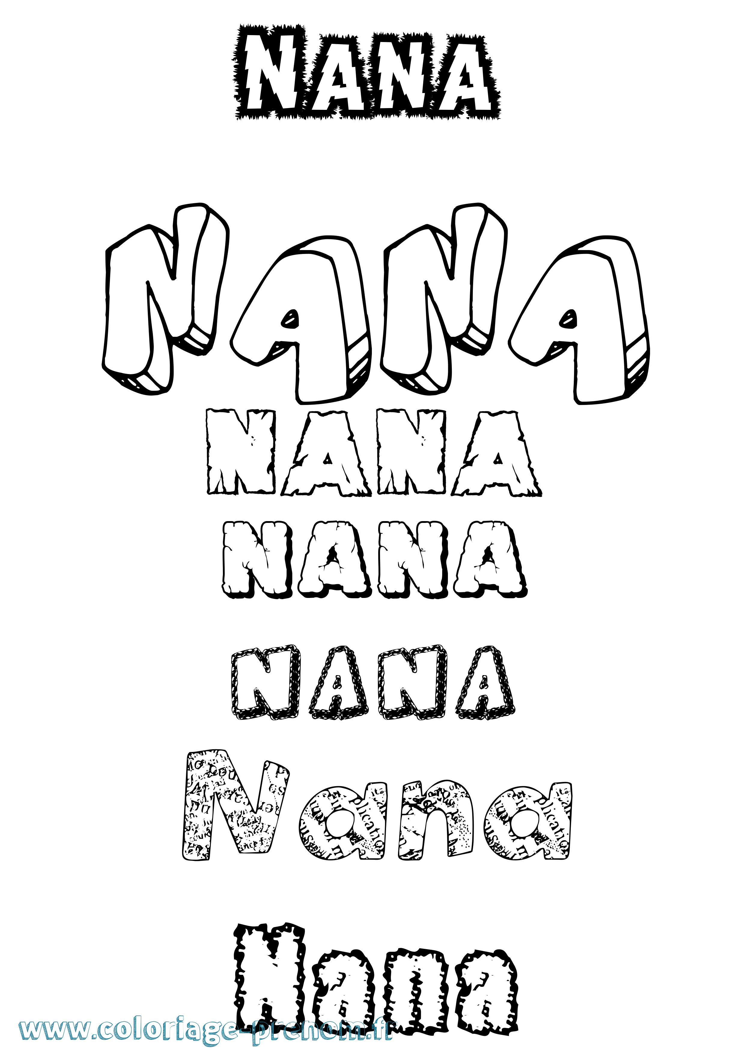 Coloriage Nana Destructuré Coloriage prénom Nana Destructuré
