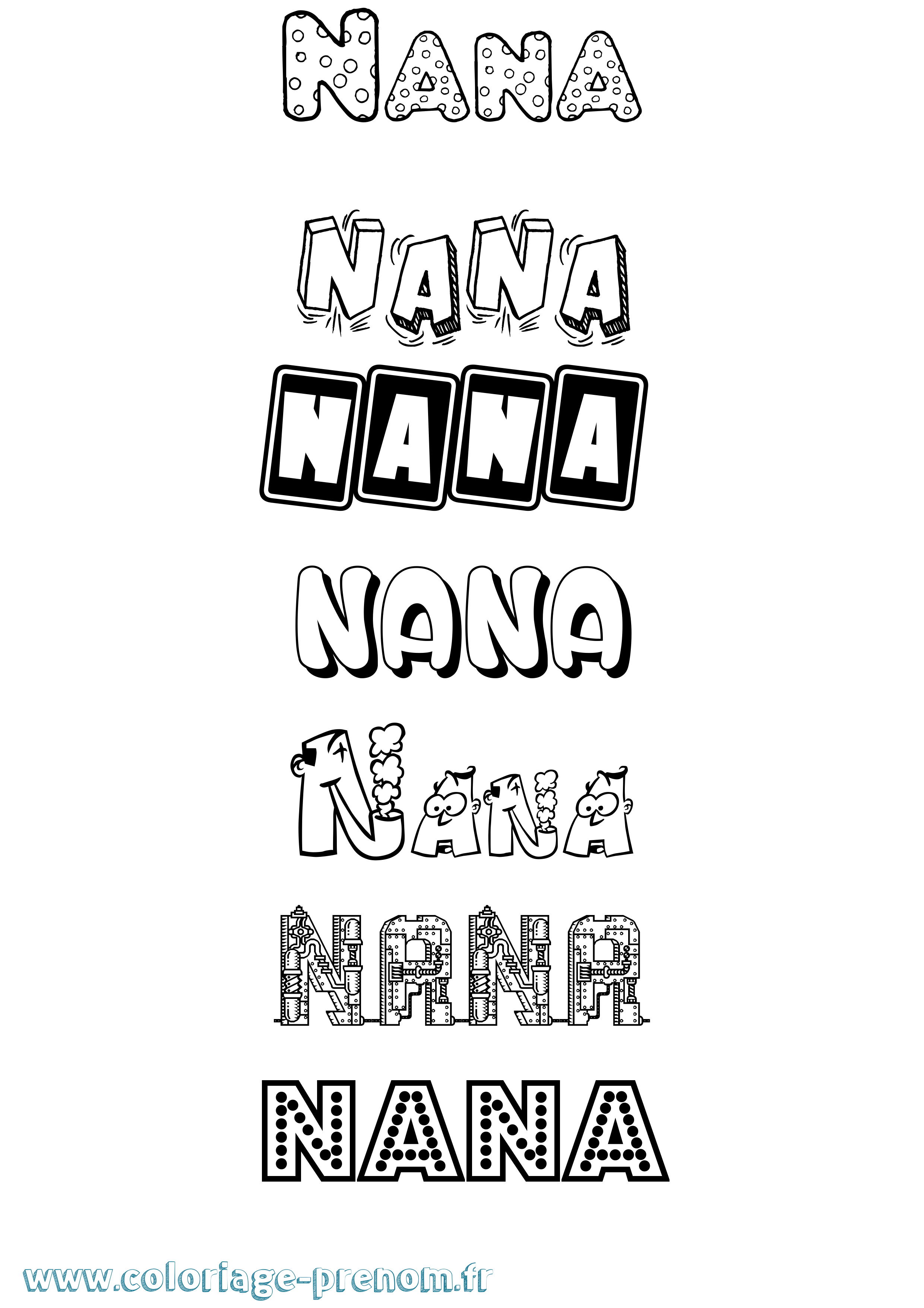Coloriage Nana Fun Coloriage prénom Nana Fun
