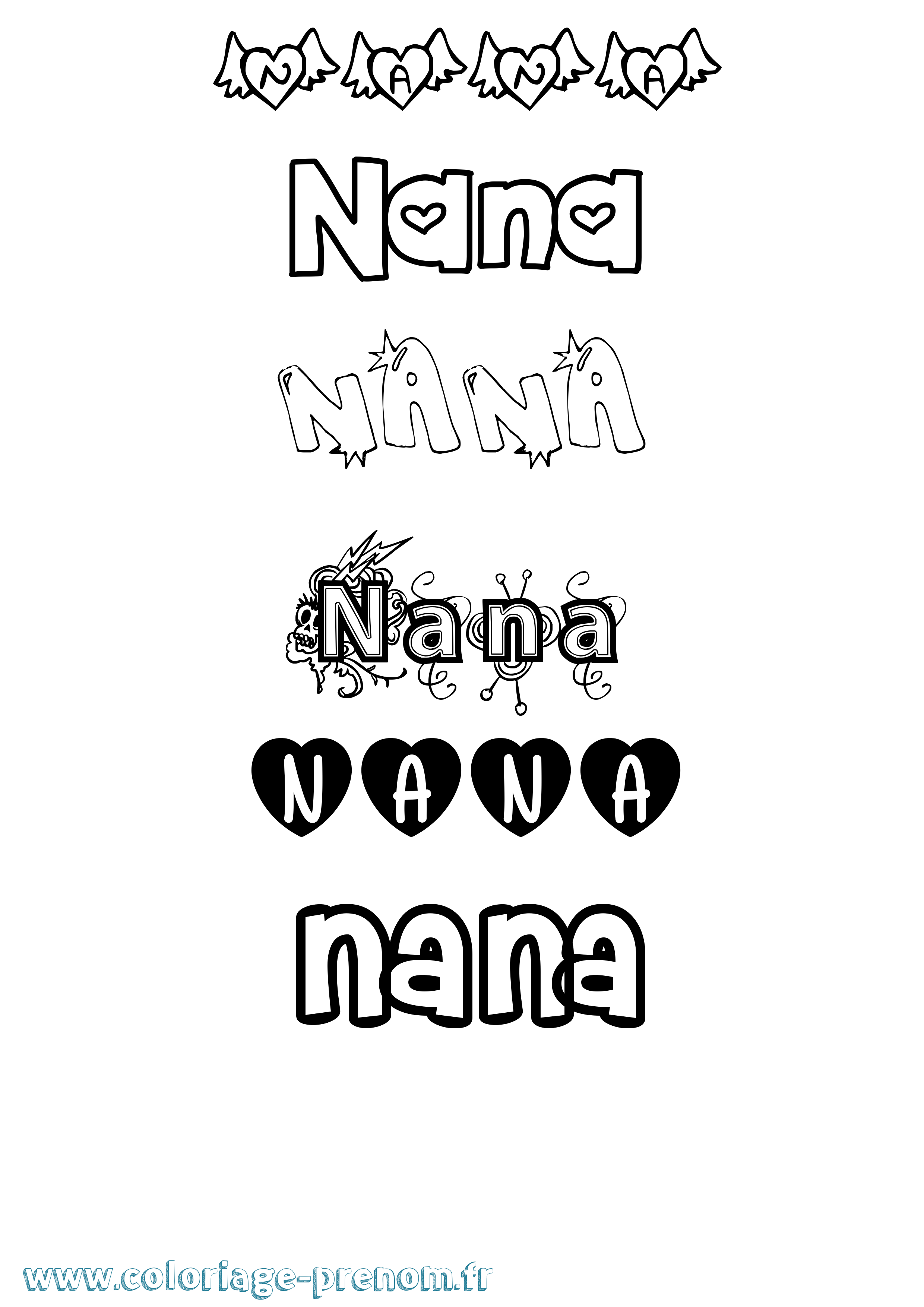 Coloriage Nana Girly Coloriage prénom Nana Girly